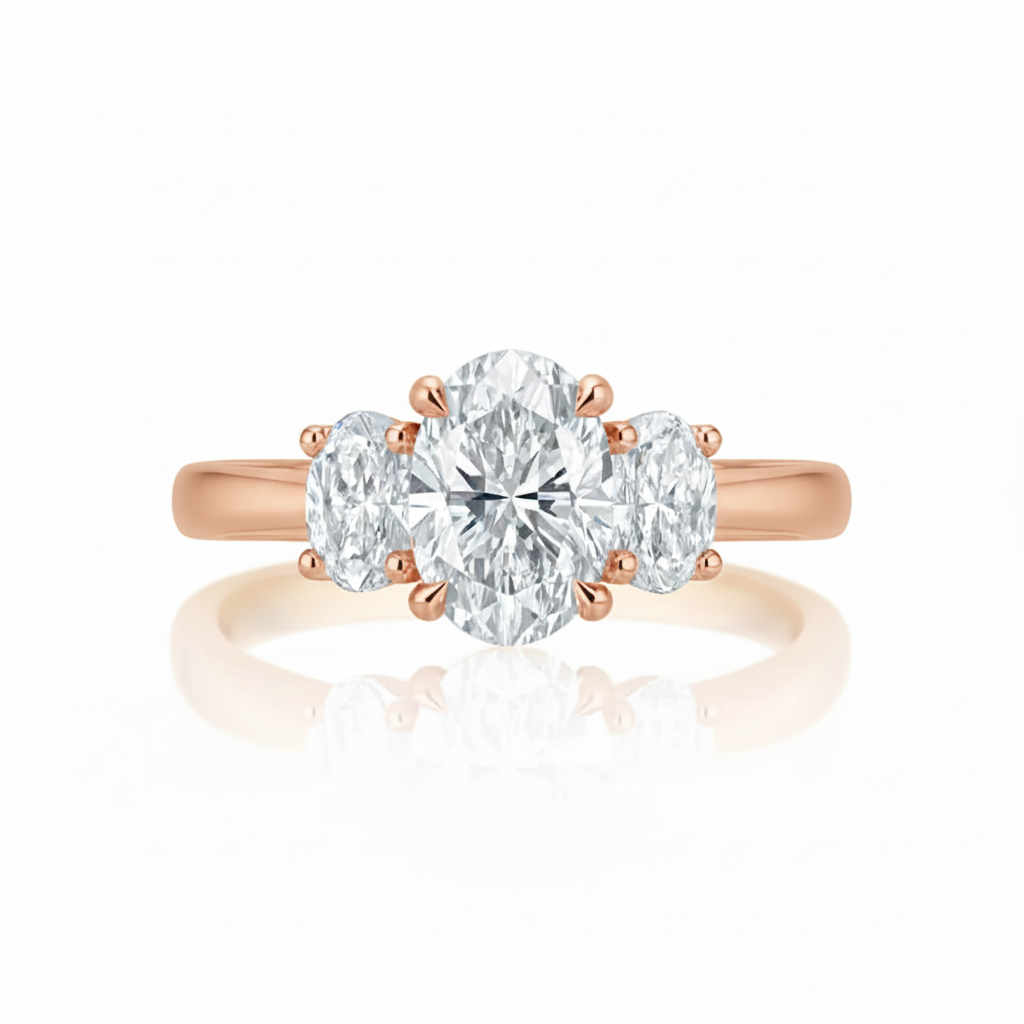 0.70ct Oval Trilogy Ring
