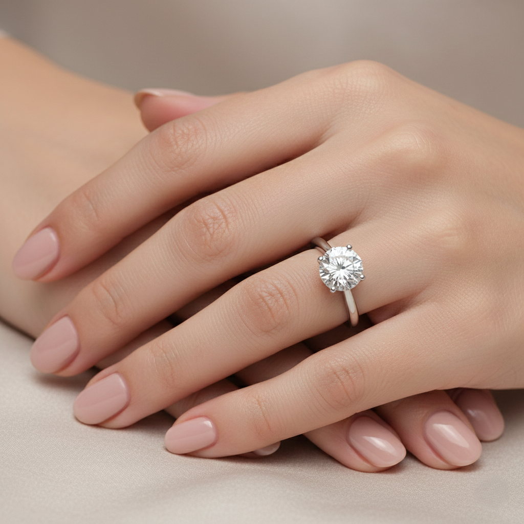 Lily Solitaire Round Diamond Engagement Ring – 2.29ct Platinum GIA