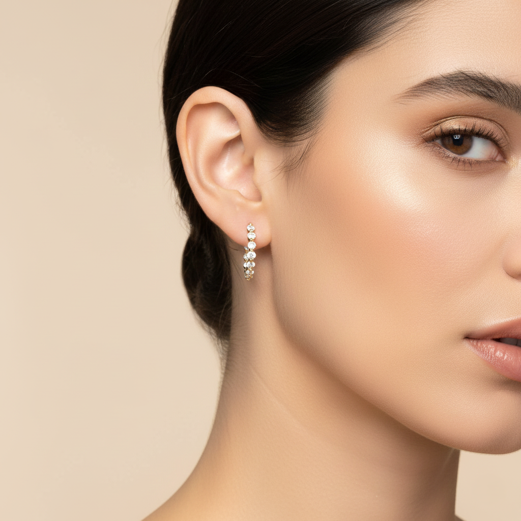 Claw Set In & Out Brilliant Cut Diamond Round Hoop Earrings 0.33CT