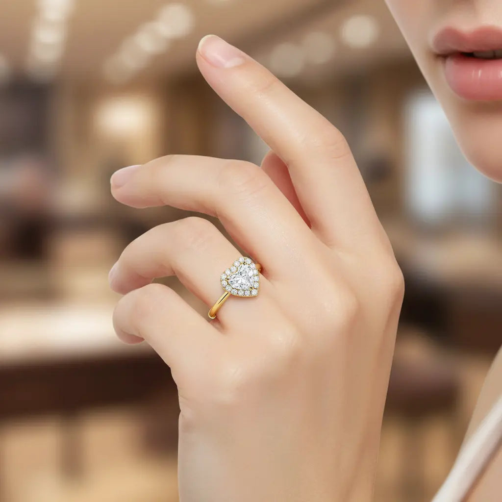 Poppy Heart Halo Diamond Ring – 18K Gold or Platinum Chloe's Jewellers