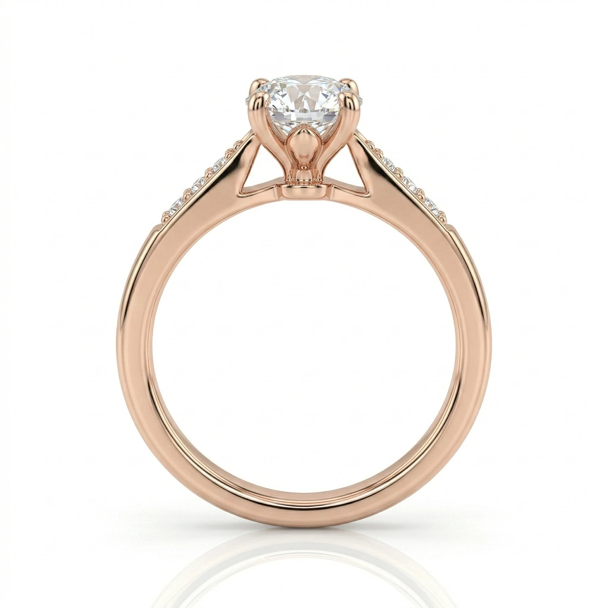 0.80ct GIA Round Cut Natural Diamond Engagement Ring with Stones on Shoulder Chloe's Jewellers