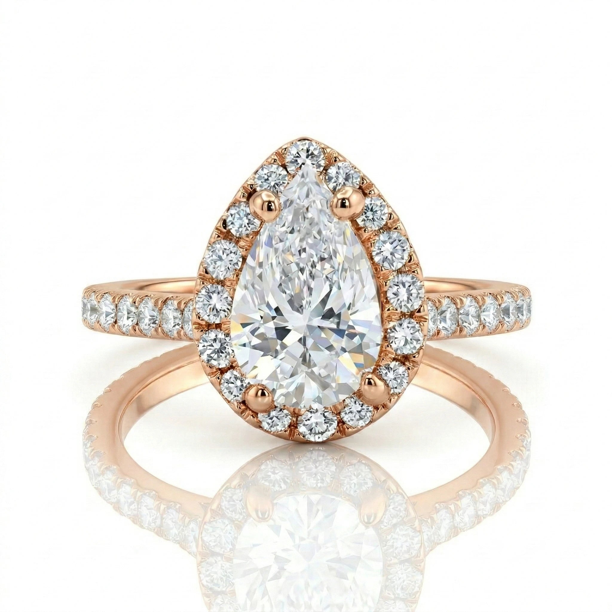1.01ct GIA Pear Cut Natural Diamond Halo Setting Engagement Ring Chloe's Jewellers
