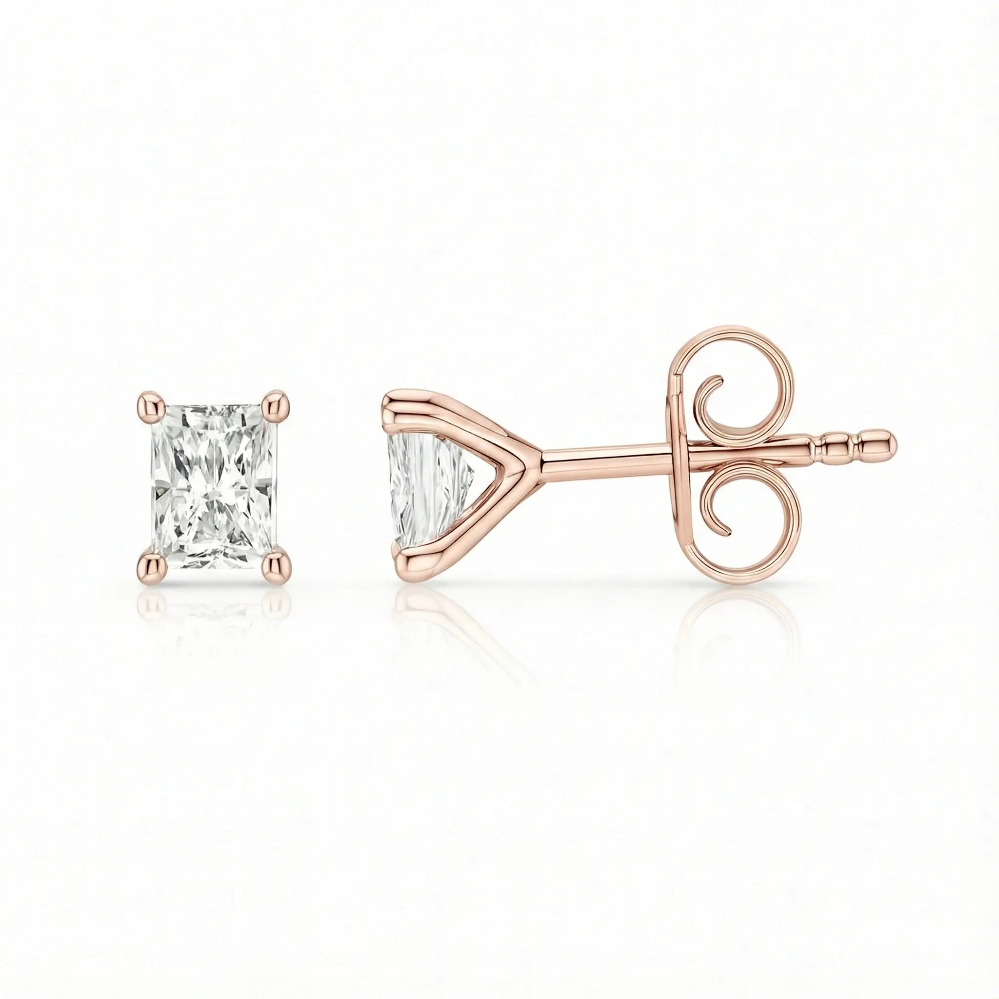 0.70ct Radiant Cut Natural Diamond Stud Earrings, 18ct White Gold Chloe's Jewellers