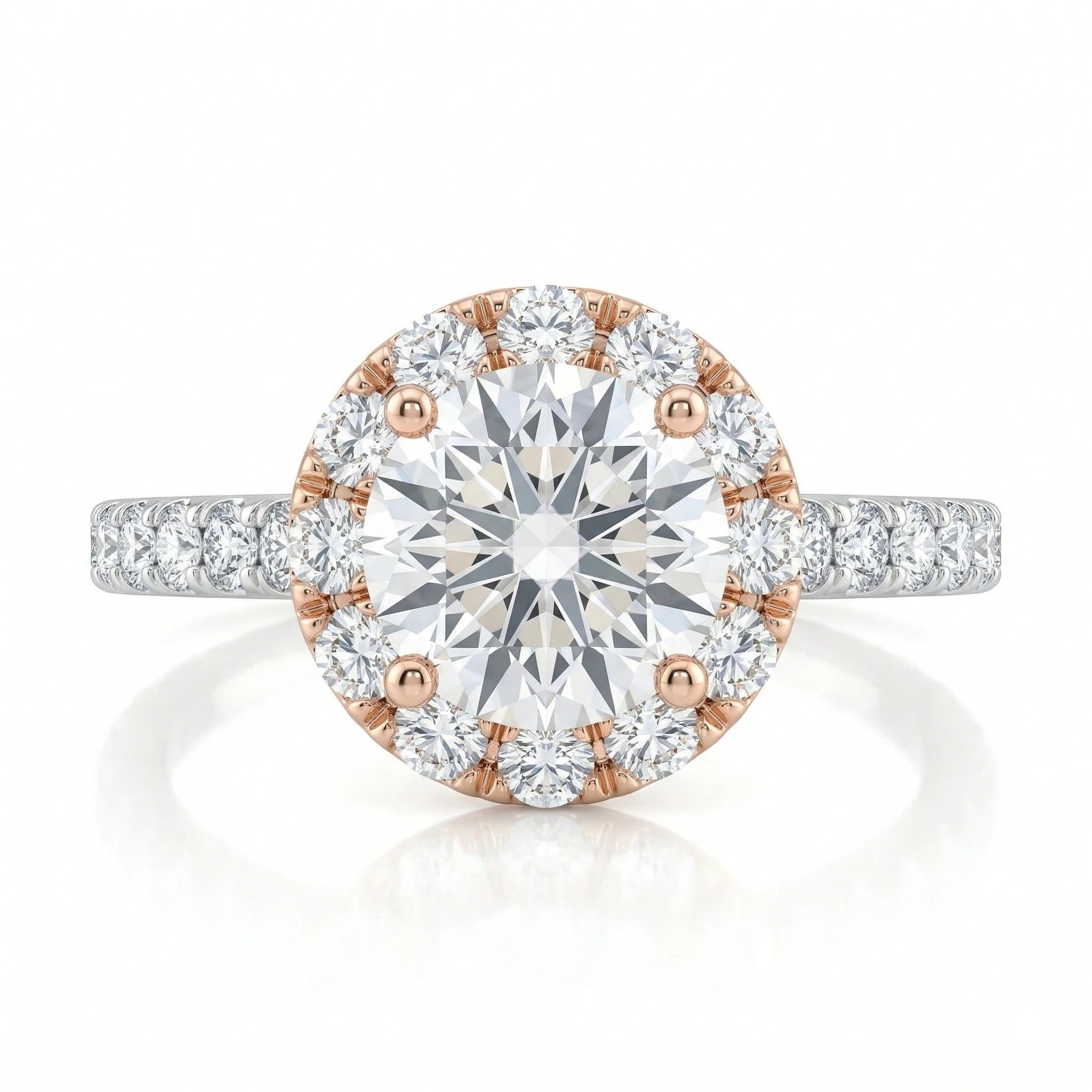 1.26ct Round Cut Natural Diamond Halo Setting Engagement Ring Chloe's Jewellers