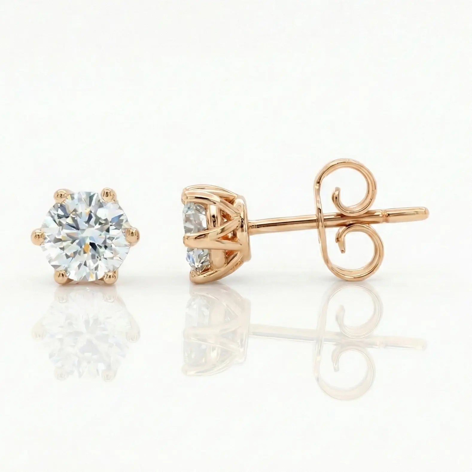1.00ct Round Cut Natural Diamond Stud Earrings, 18ct White Gold Chloe's Jewellers