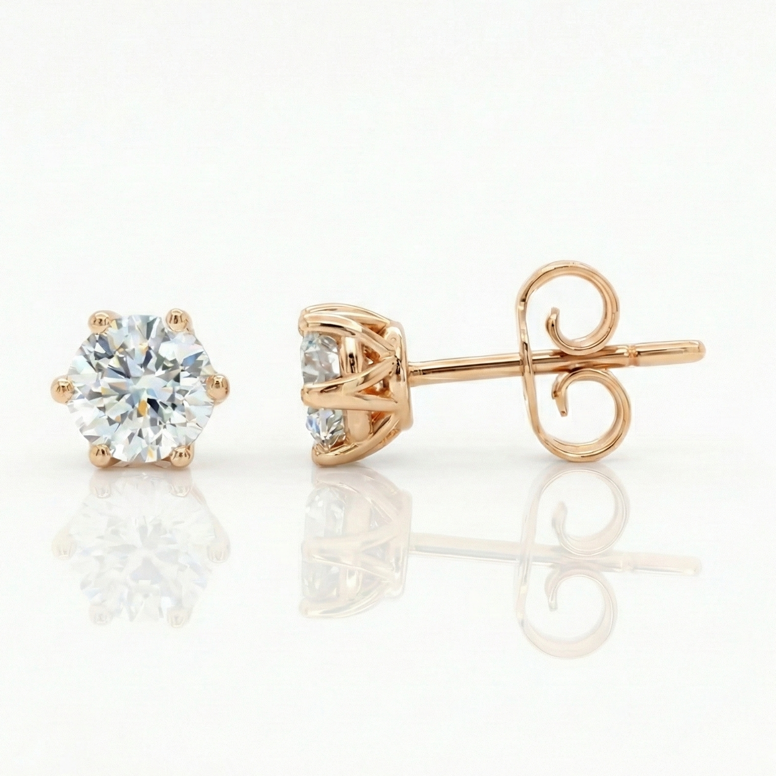 1.00ct Round Cut Natural Diamond Stud Earrings, 18ct White Gold Chloe's Jewellers