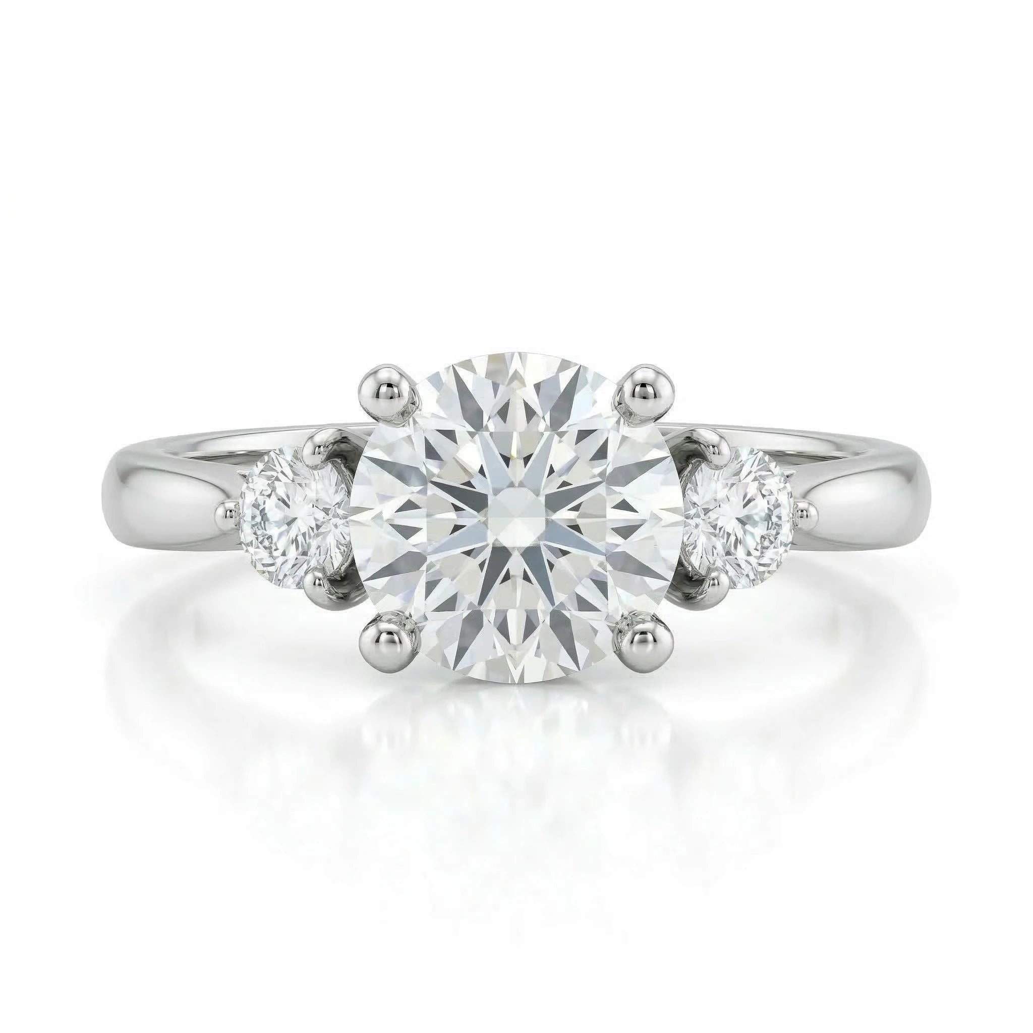 1.03ct GIA Round cut Natural Diamond Engagement Ring with 2 Side Stones Chloe's Jewellers