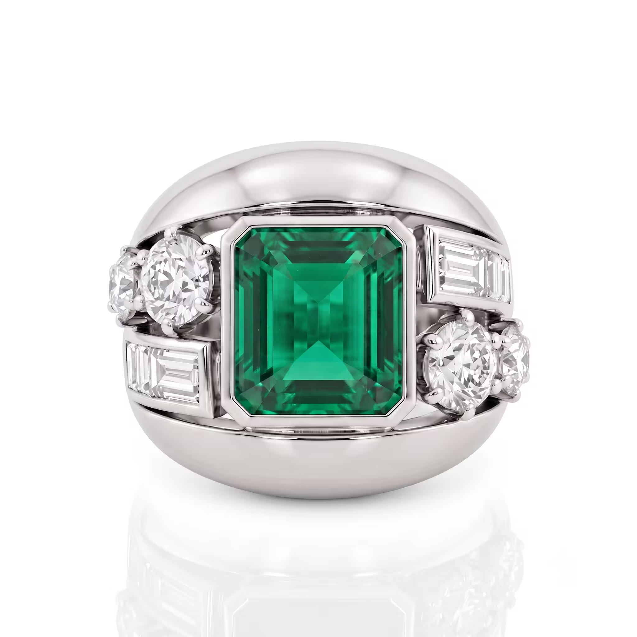 3.12ct Emerald Cut Gemstone Vintage Engagement Ring - Platinum Chloe's Jewellers