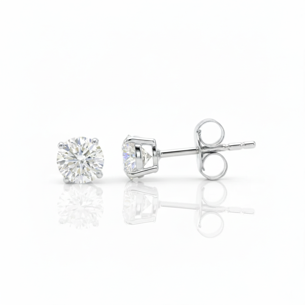 1.10cts Round Cut Lab Diamond Stud Yellow, 18ct Yellow Gold