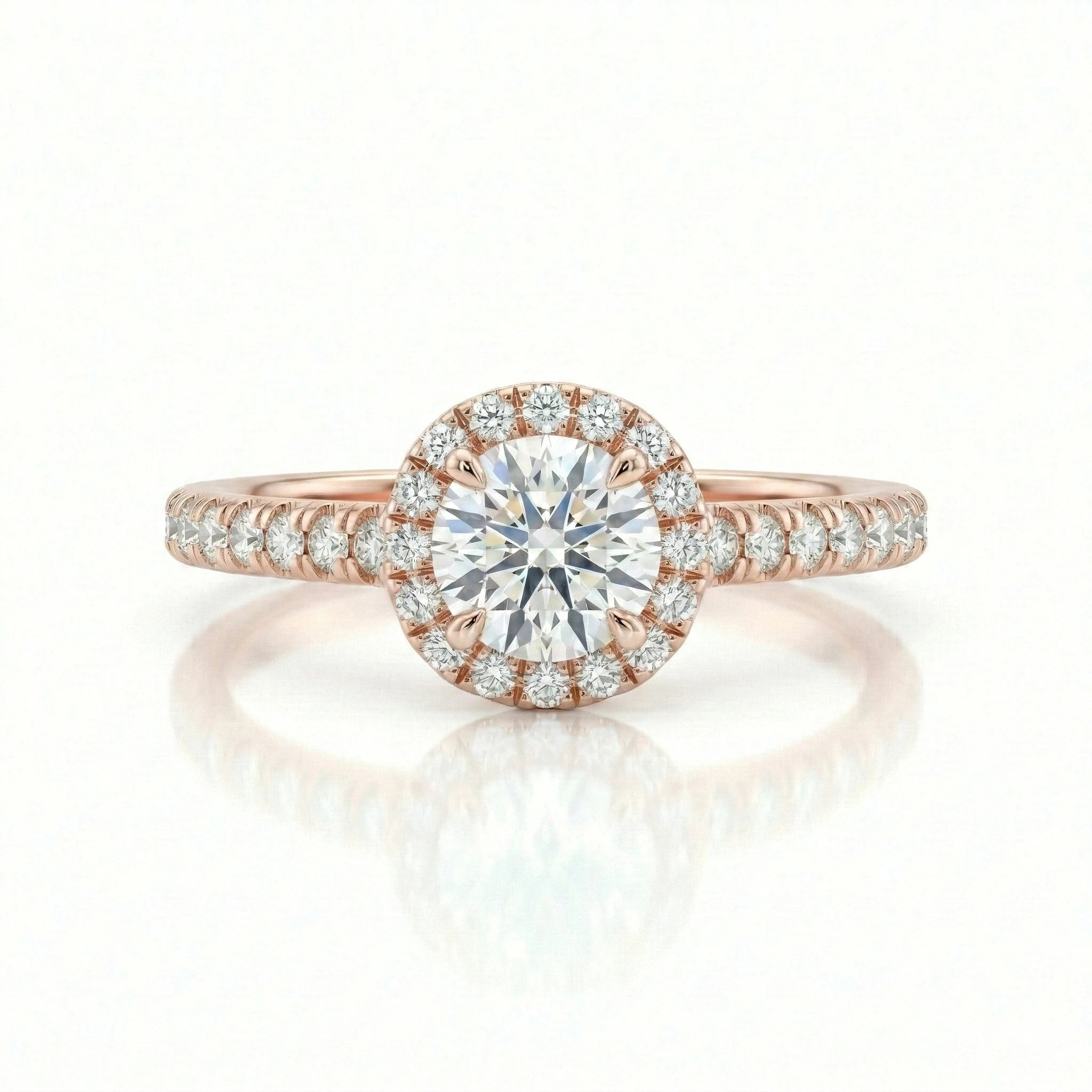 0.43ct GIA Round Cut Natural Diamond Halo Setting Engagement Ring, D / VS1 Chloe's Jewellers