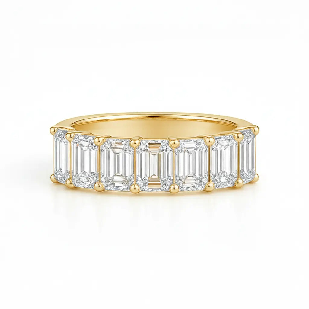 Emerald Diamond Half Eternity Ring Chloe's Jewellers