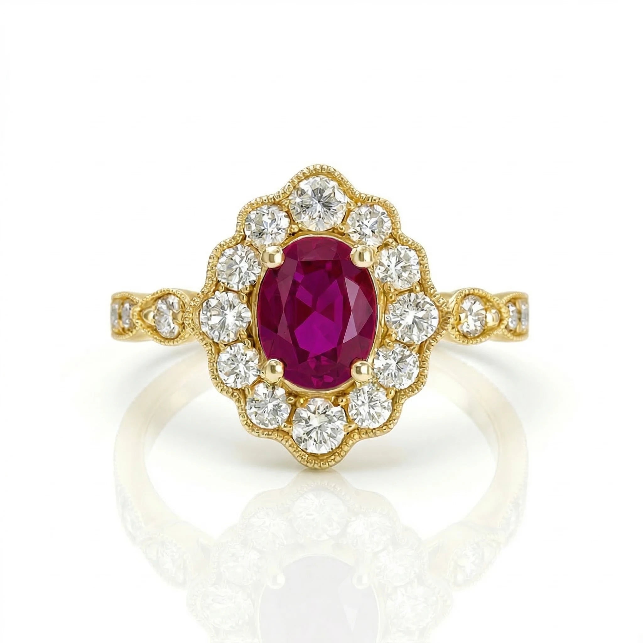 1.01ct Burma Ruby Engagement Ring | F VS1 Diamonds | 18K Gold