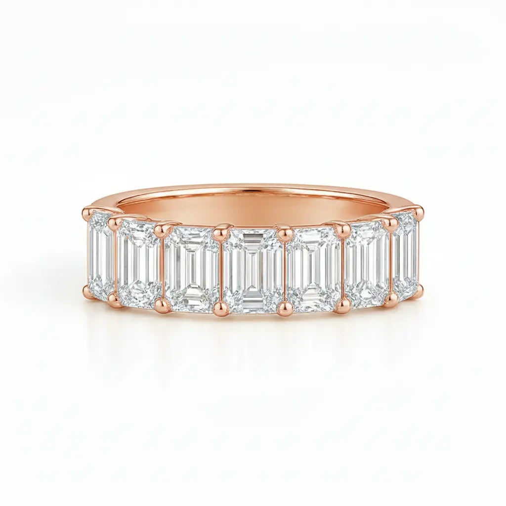 Emerald Diamond Half Eternity Ring Chloe's Jewellers