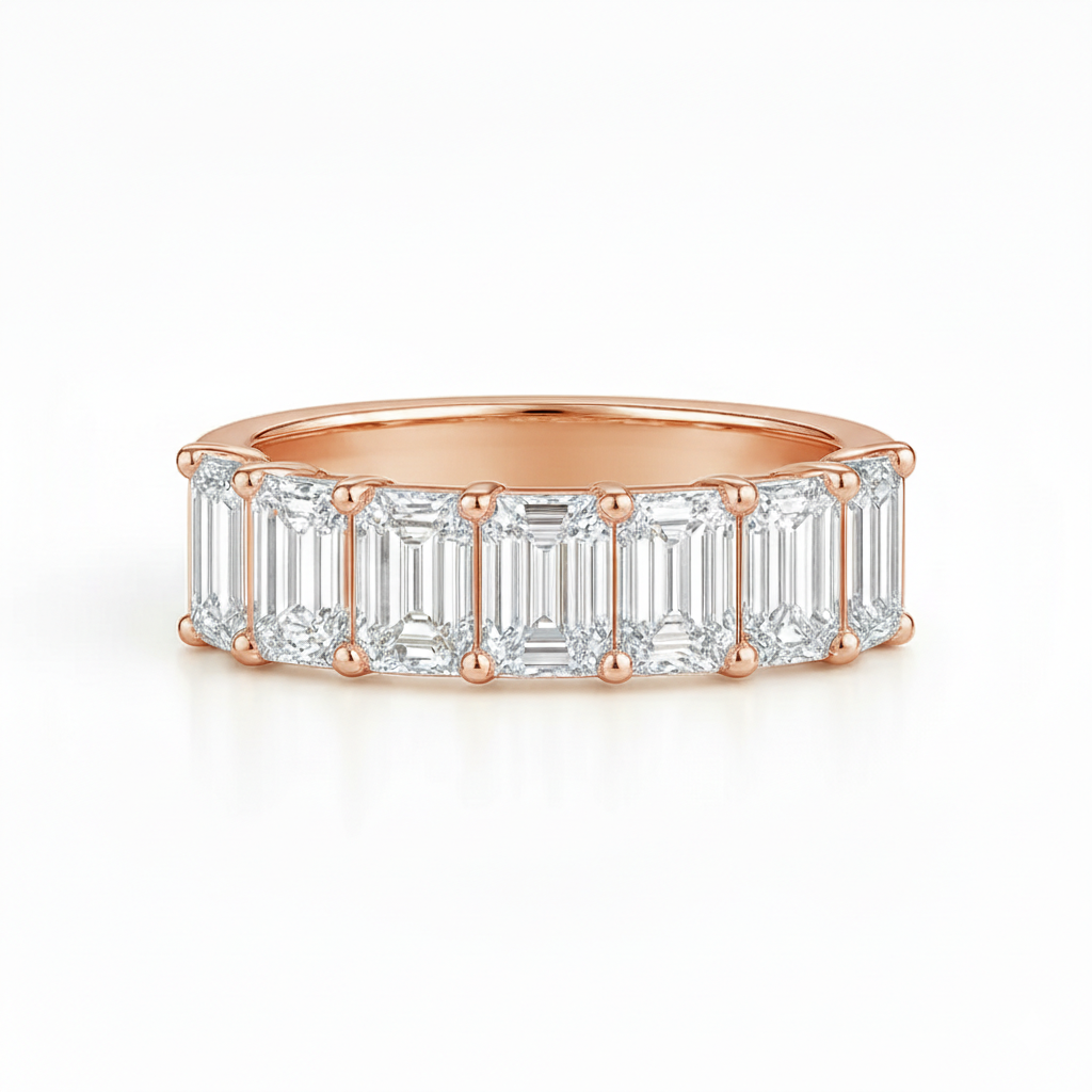 Emerald Diamond Half Eternity Ring Chloe's Jewellers