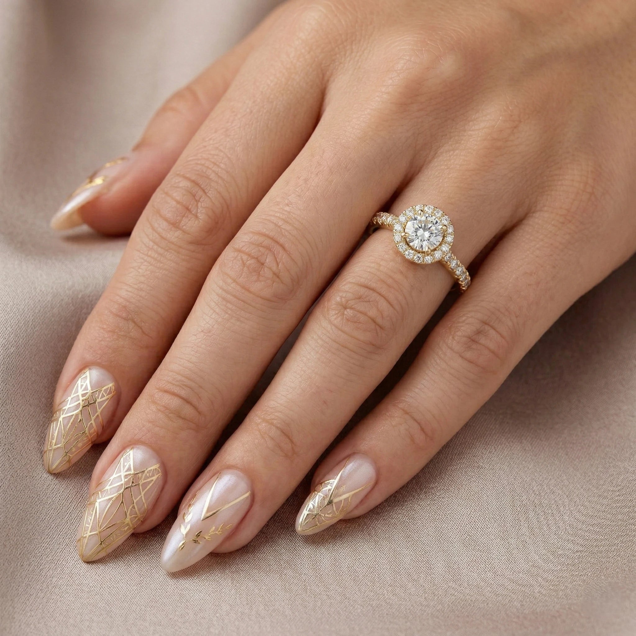 0.43ct GIA Round Cut Natural Diamond Halo Setting Engagement Ring, D / VS1 Chloe's Jewellers