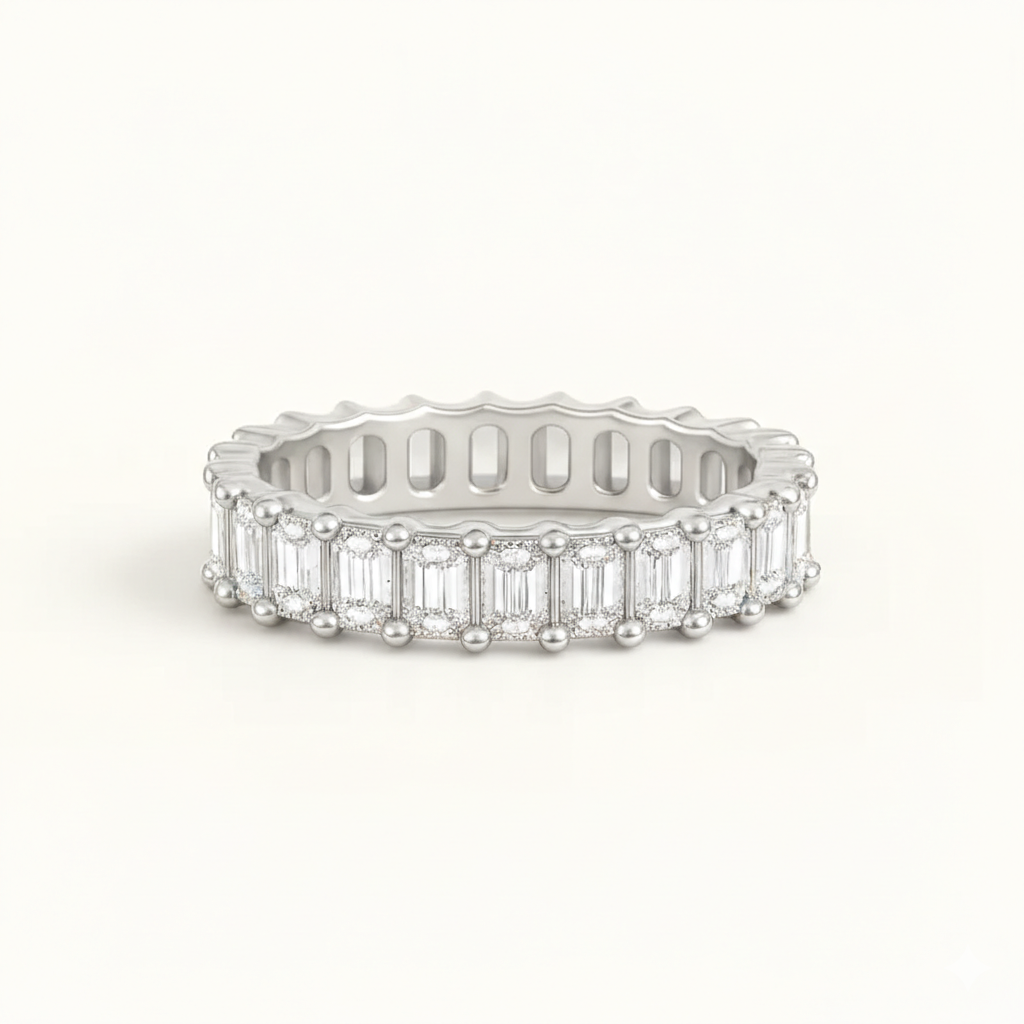 Emerald Diamond Full Eternity Ring Chloe's Jewellers