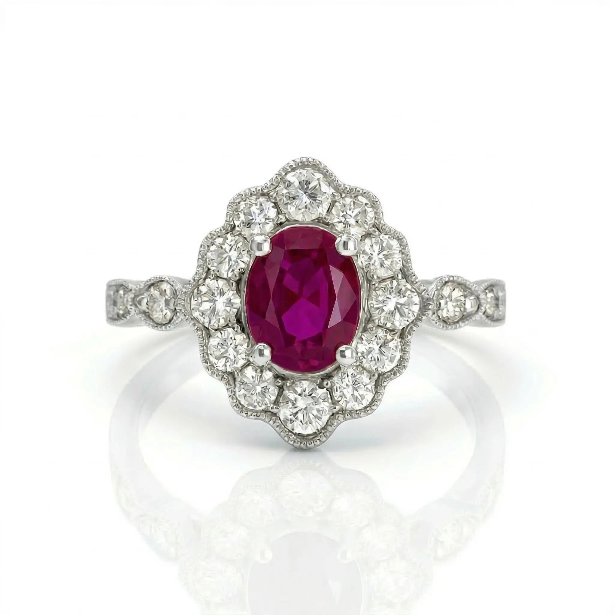 1.01ct Burma Ruby Engagement Ring | F VS1 Diamonds | 18K Gold Chloe's Jewellers