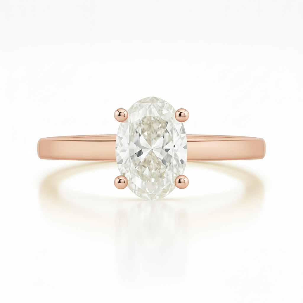 Natural Oval Cut Solitaire Setting Engagement Ring