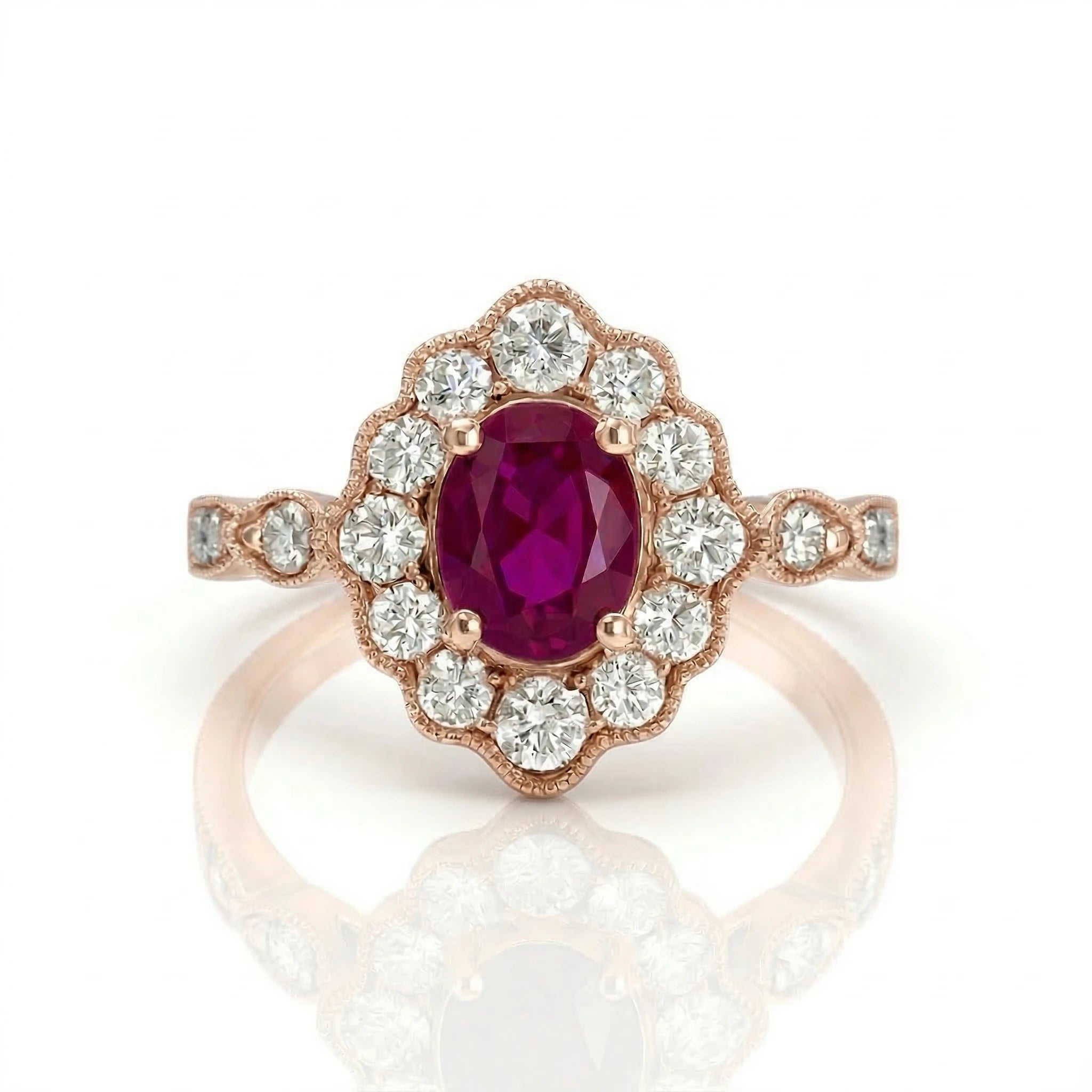 1.01ct Burma Ruby Engagement Ring | F VS1 Diamonds | 18K Gold