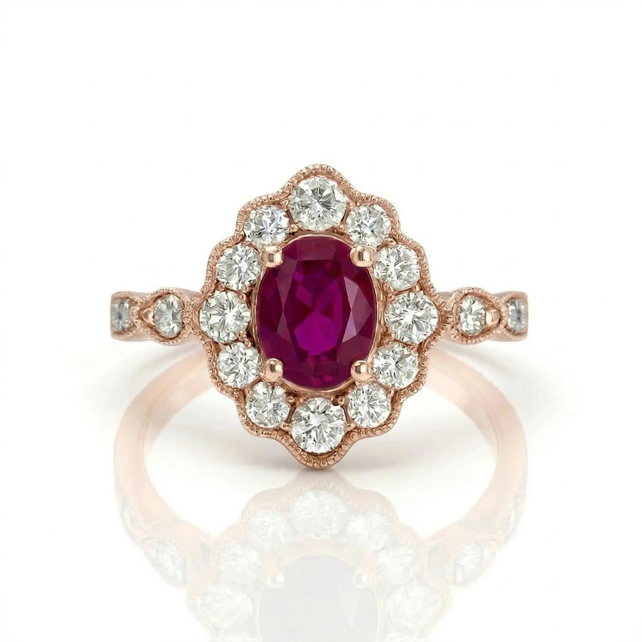 1.01ct Burma Ruby Engagement Ring | F VS1 Diamonds | 18K Gold Chloe's Jewellers