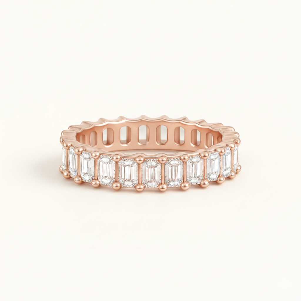 Emerald Diamond Full Eternity Ring Chloe's Jewellers