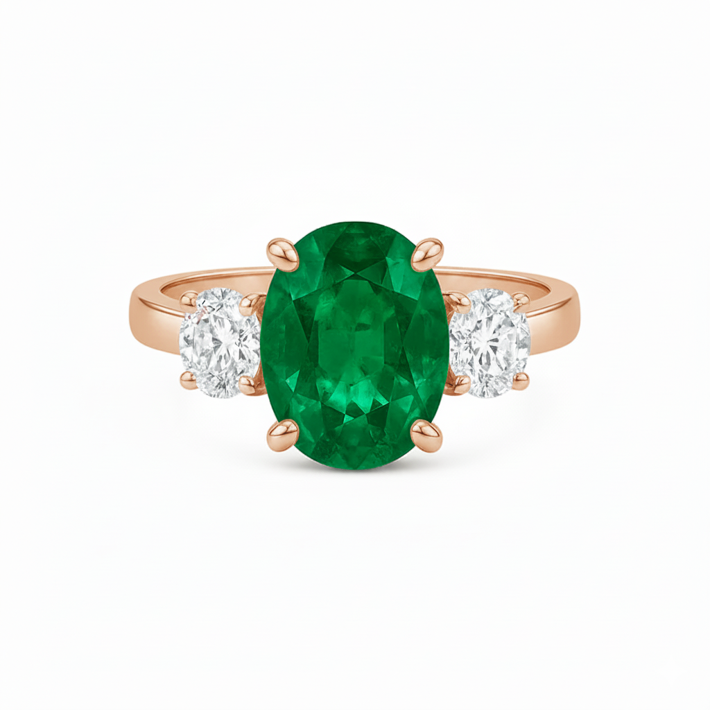 Primrose Green Emerald & Diamond Ring