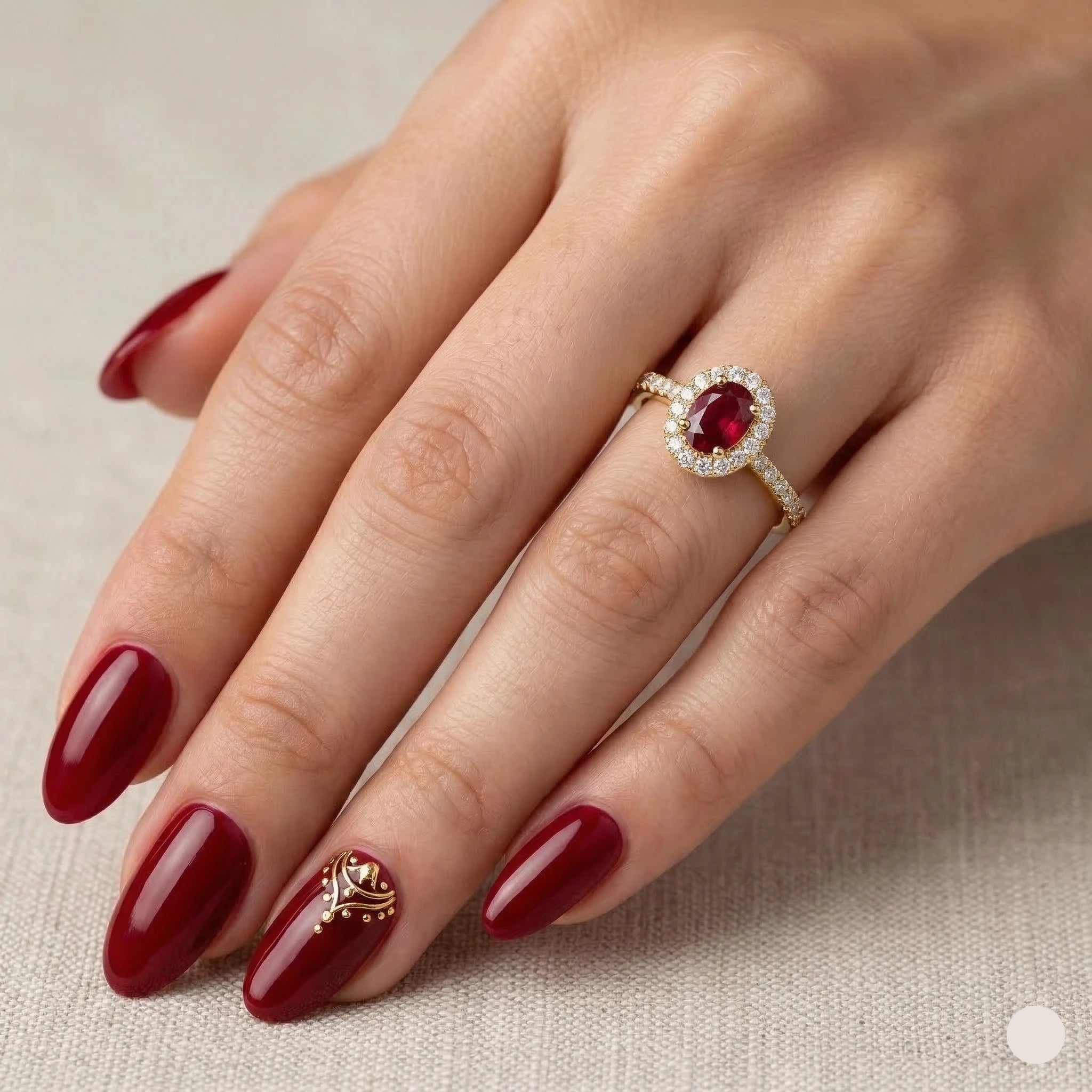 PEONY OVAL HALO RUBY RING Chloe's Jewellers