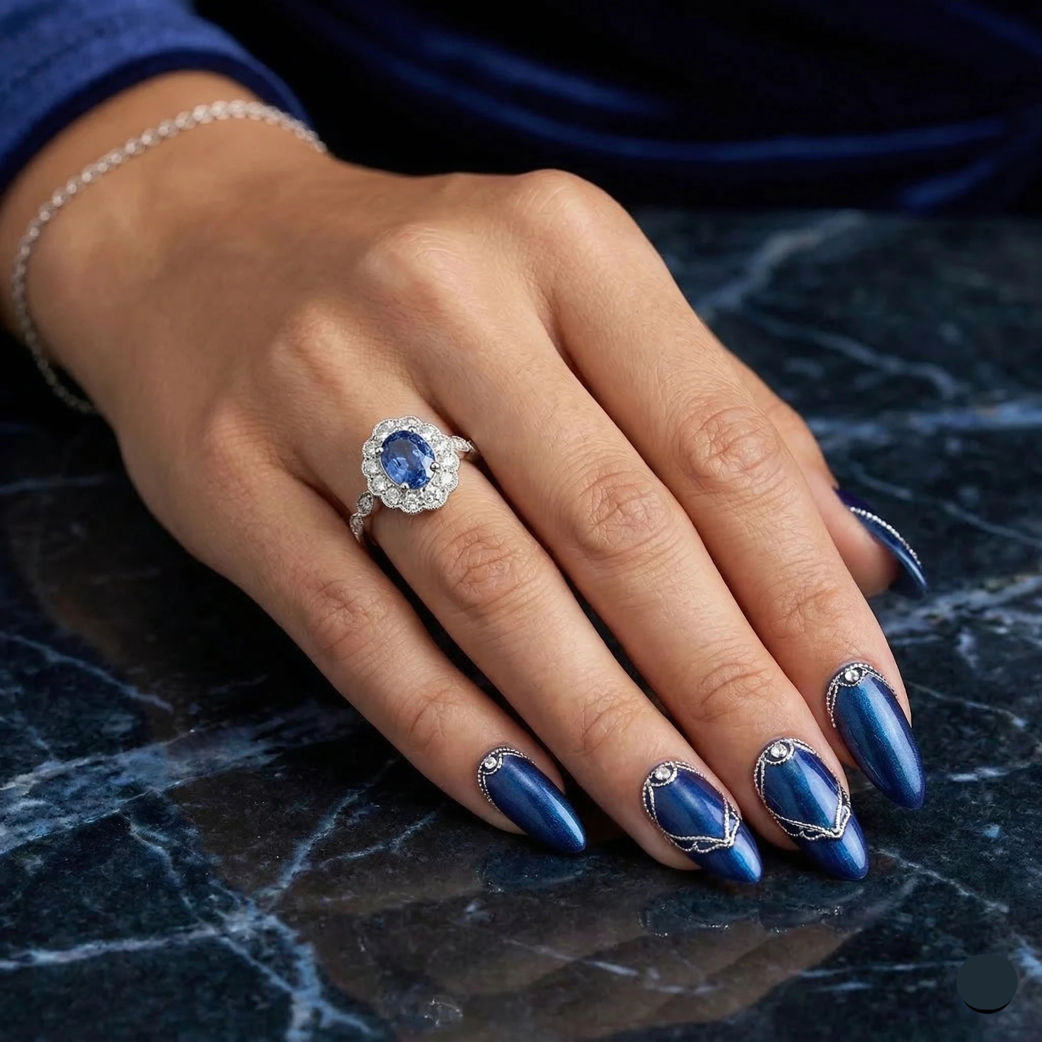 2.02ct Blue Sapphire Ring – Oval Halo, 18K Gold, F VS1 Diamonds