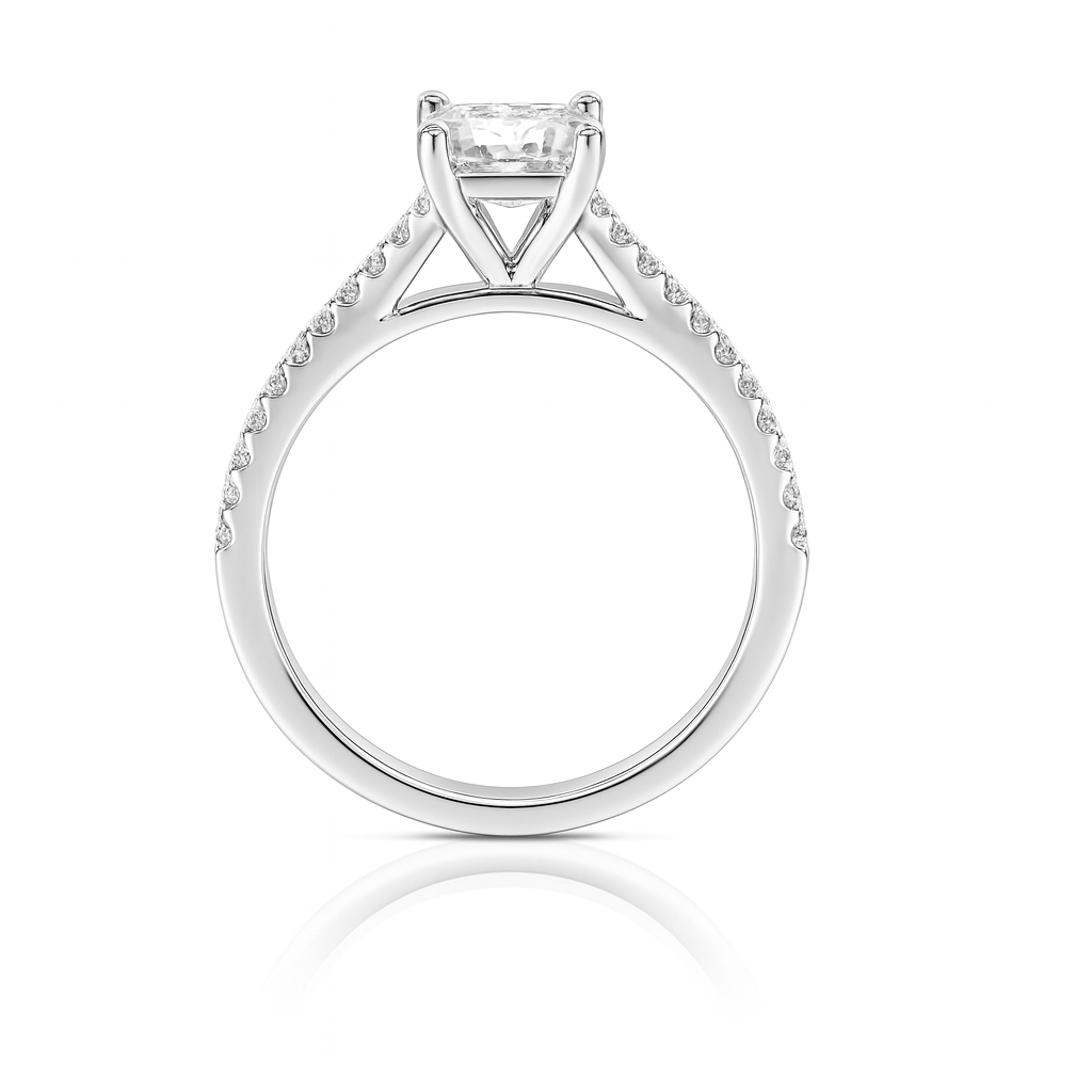 Natural Emerald Cut Diamond Cathedral Setting Engagement Ring 1.00CT