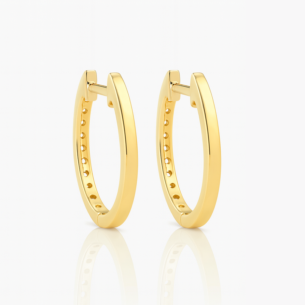 Grain Set Oval Hoop Diamond Earrings 0.20CT