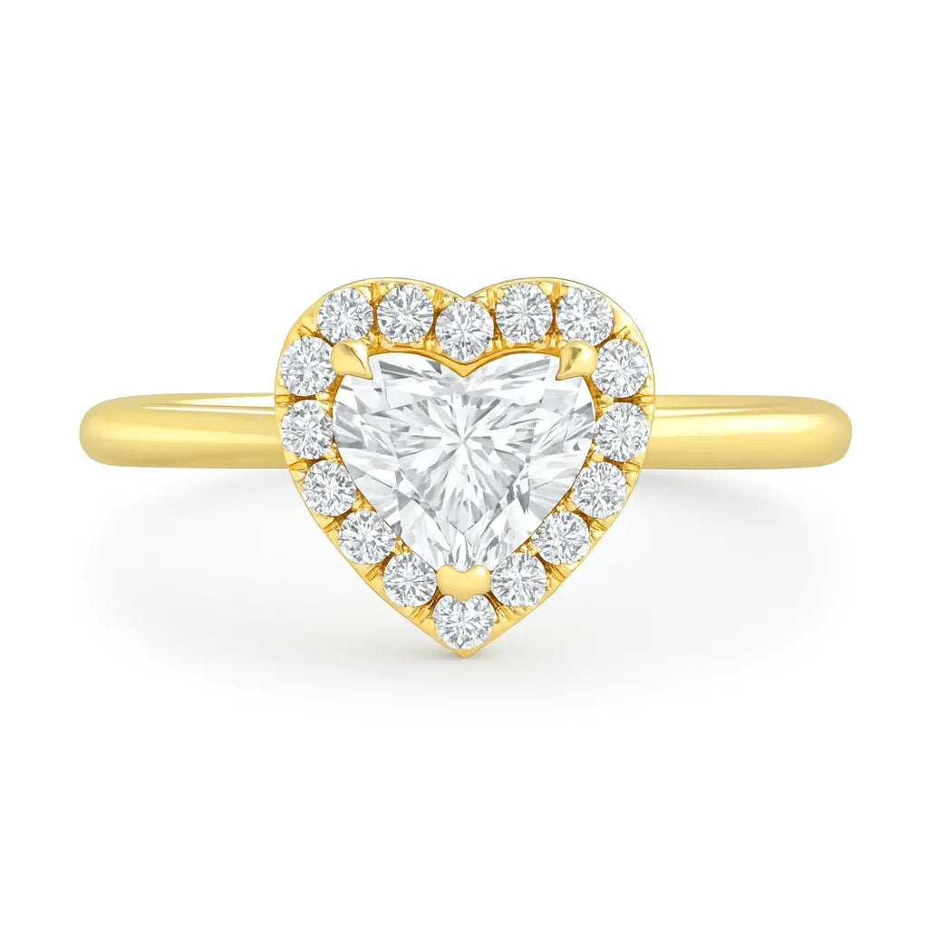 Poppy Heart Halo Diamond Ring – 18K Gold or Platinum Chloe's Jewellers
