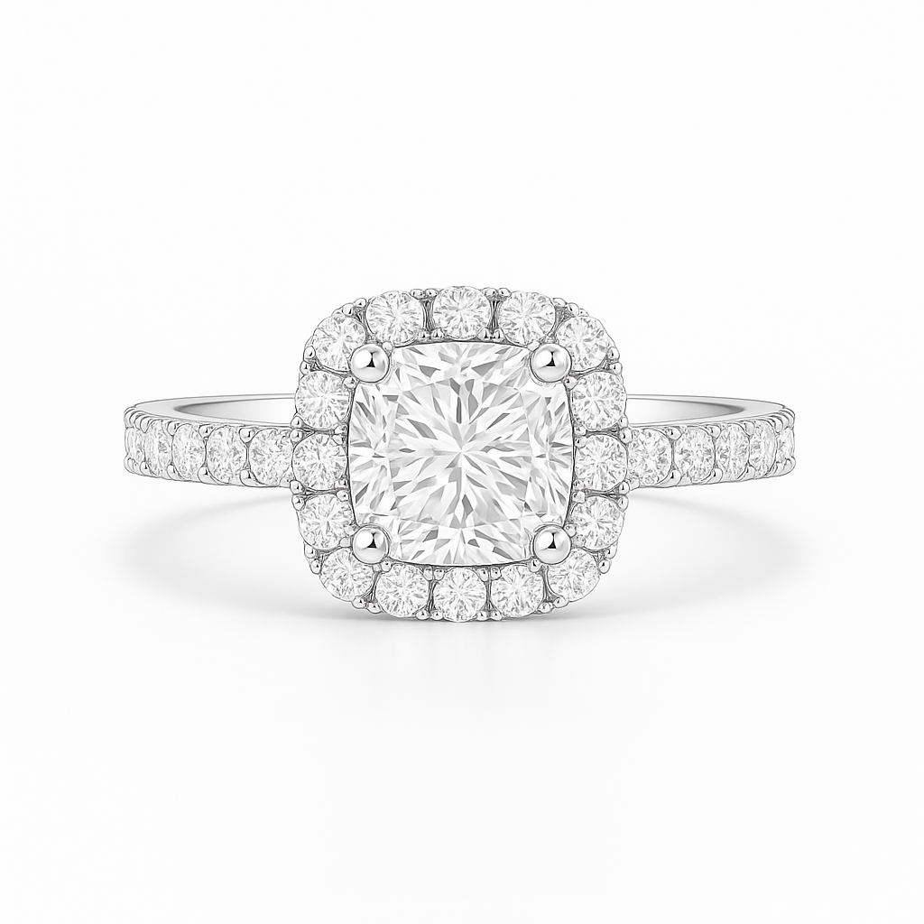 Peony Halo Princess Cut Diamond Ring