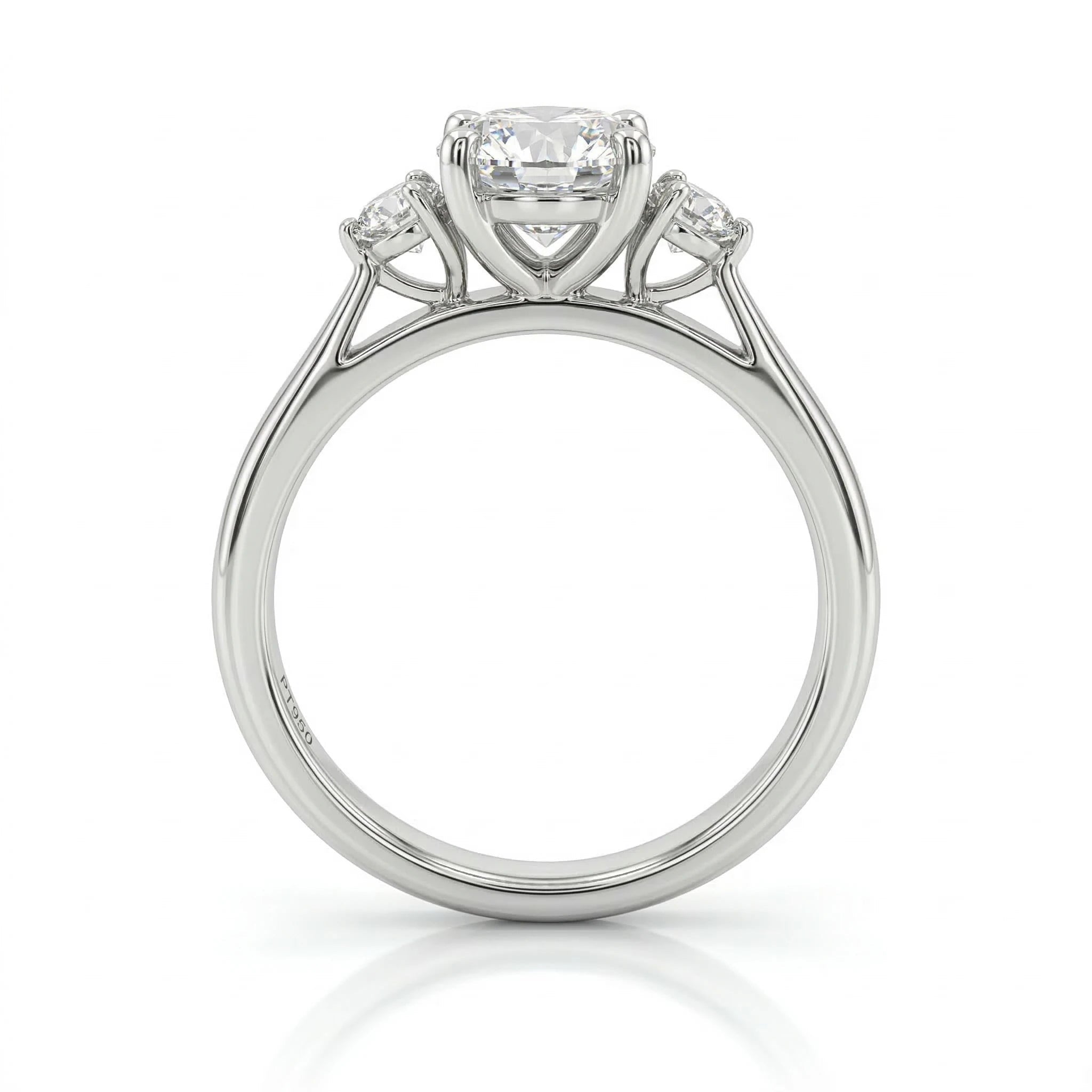 1.03ct GIA Round cut Natural Diamond Engagement Ring with 2 Side Stones Chloe's Jewellers