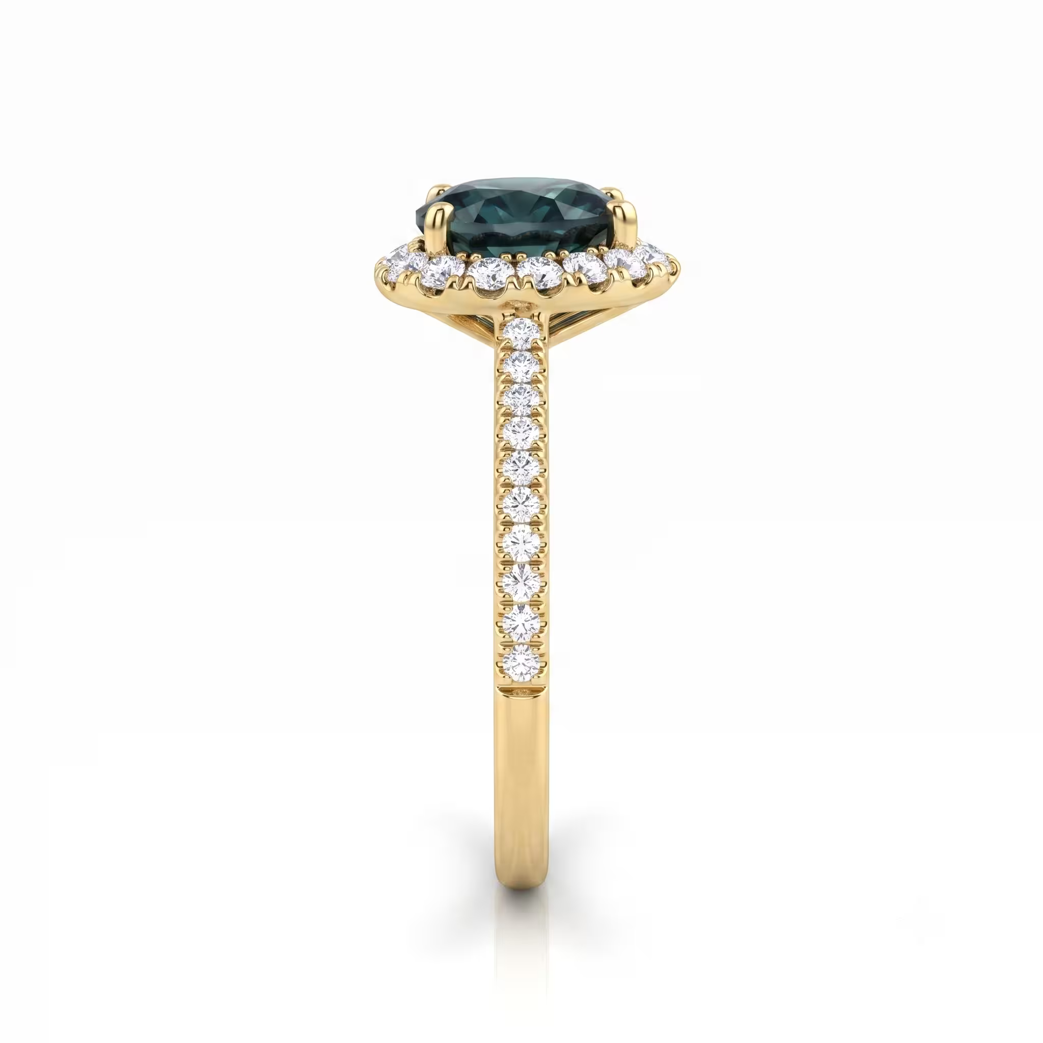 1.11ct Pear Cut Teal Sapphire Engagement Ring - 18K Gold