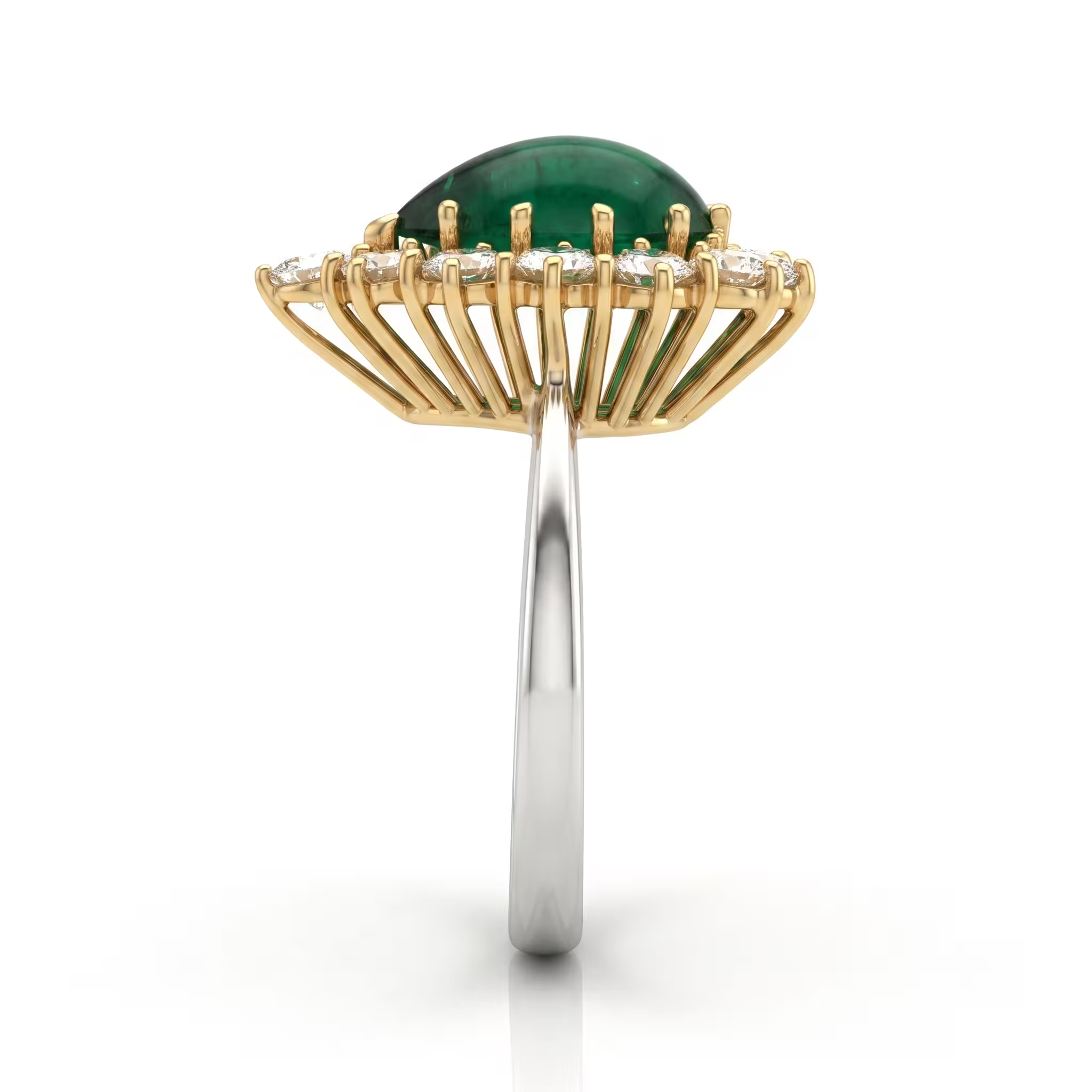 1.60ct Pear Cut Colombian Emerald Halo Setting Engagement Ring - 18K Gold
