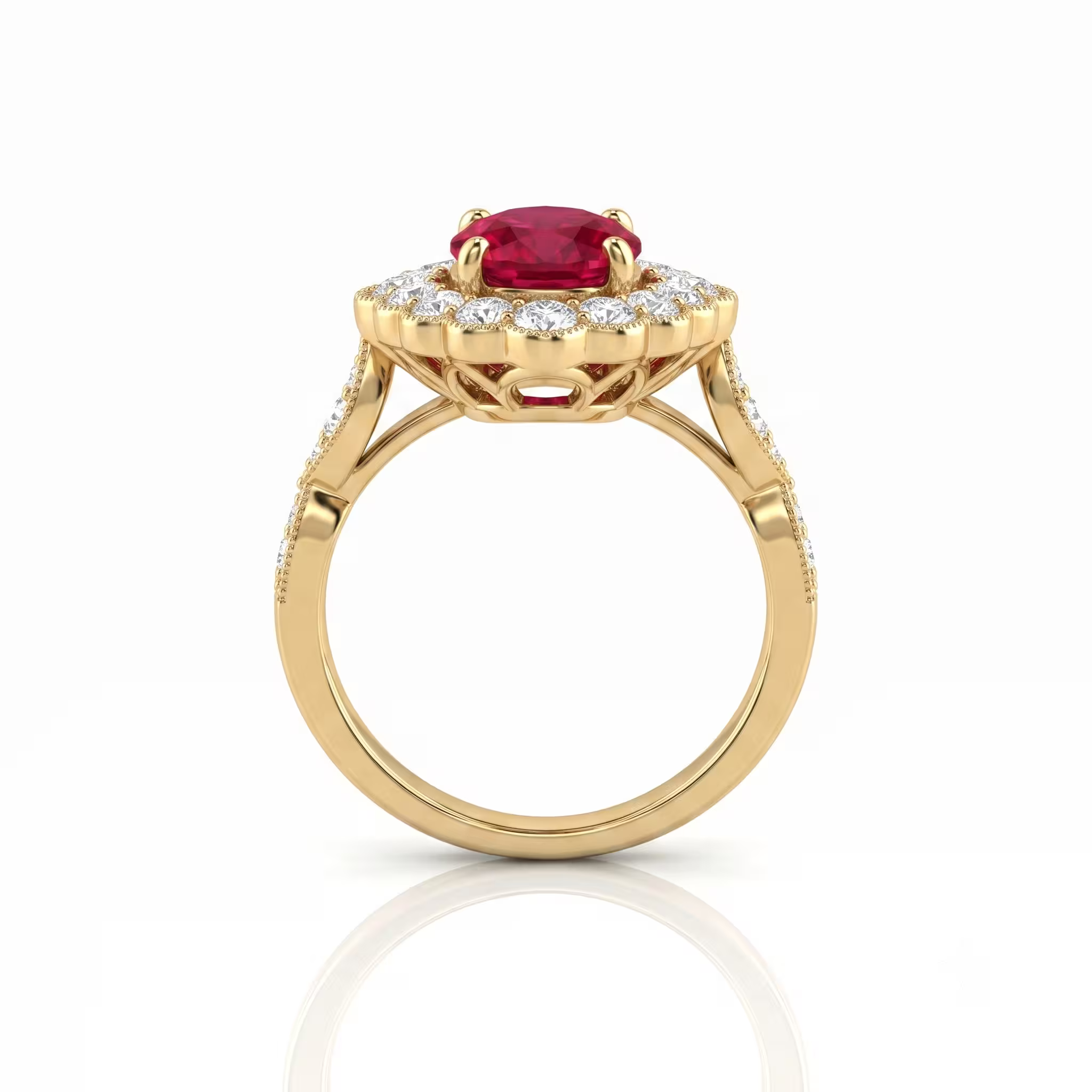 1.01ct Burma Ruby Engagement Ring | F VS1 Diamonds | 18K Gold