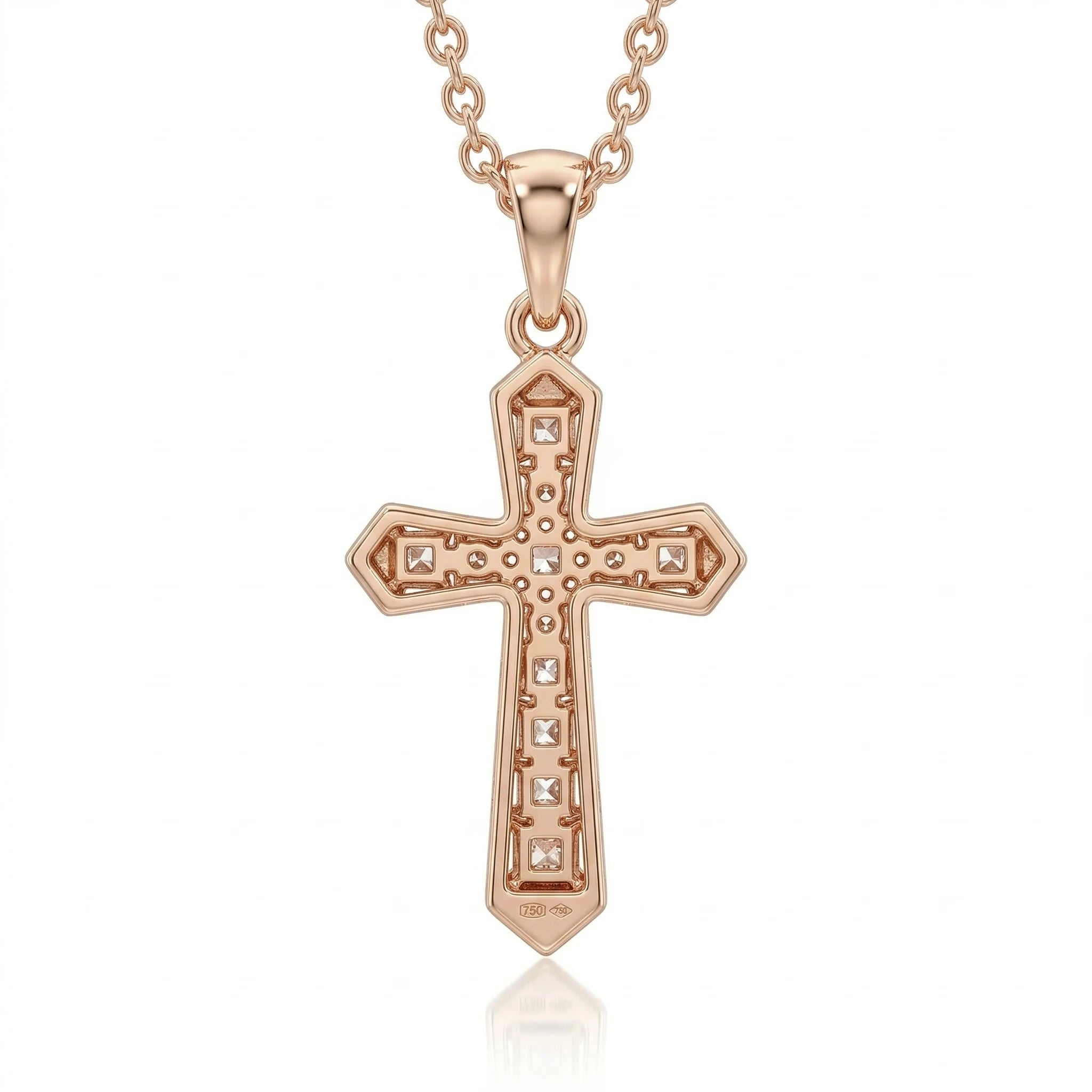 0.20ct Natural Diamond Cross Pendant Necklace in 18K Rose Gold Chloe's Jewellers
