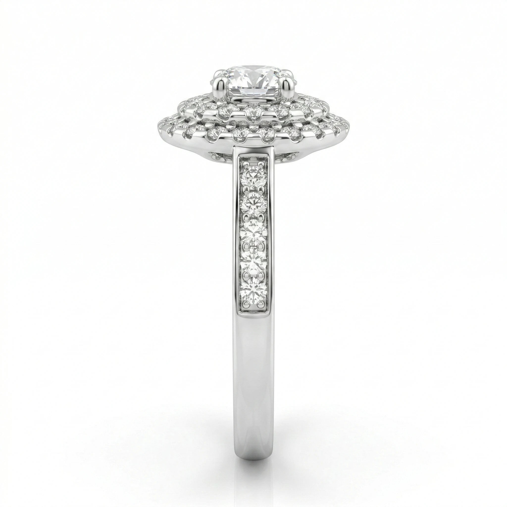 0.54ct GIA Round Cut Natural Diamond Double Halo Setting Engagement Ring Chloe's Jewellers