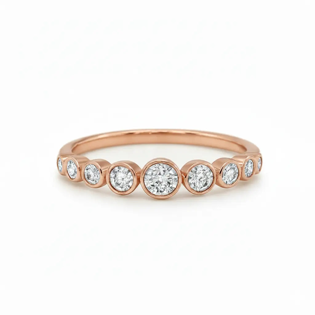 Graduated Half Eternity Ring | 0.60ct F VS1 Diamond Rub Over Ring | 18K White Gold | Size M Chloe's Jewellers