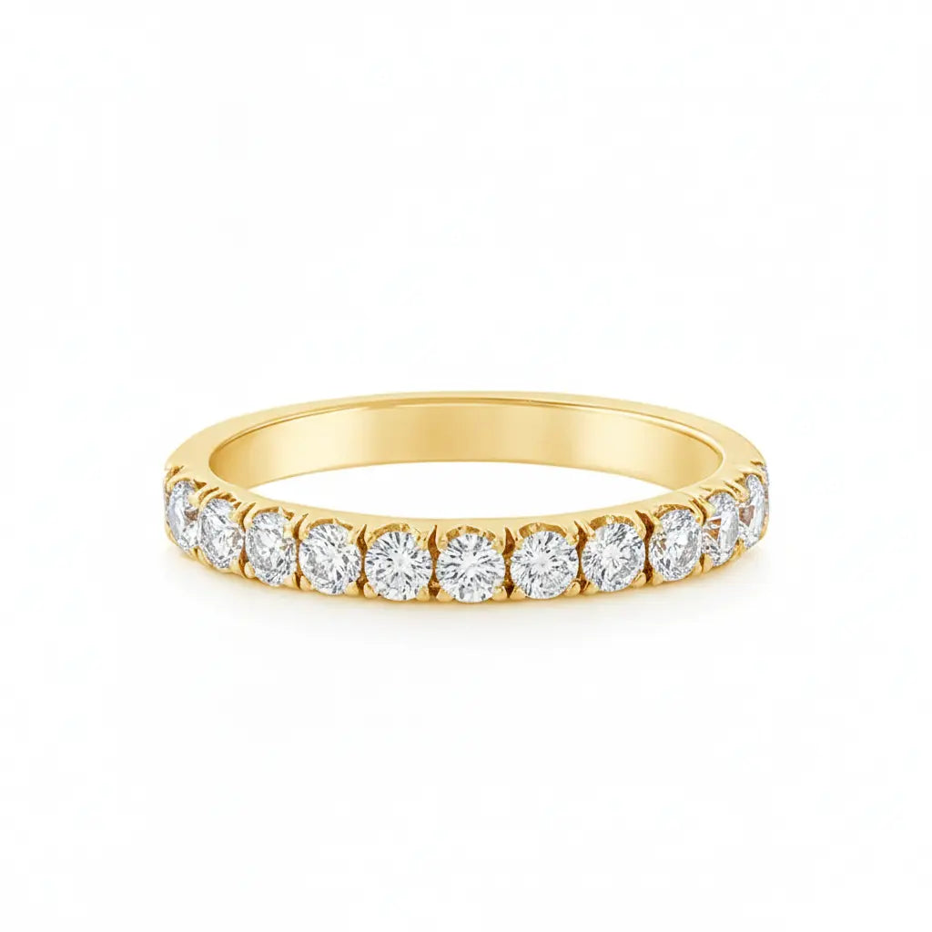 Grain Set Half Eternity Ring | 0.56ct F VS1 Diamond Ring | Platinum Claw Set | Size M½ Adjustable Chloe's Jewellers