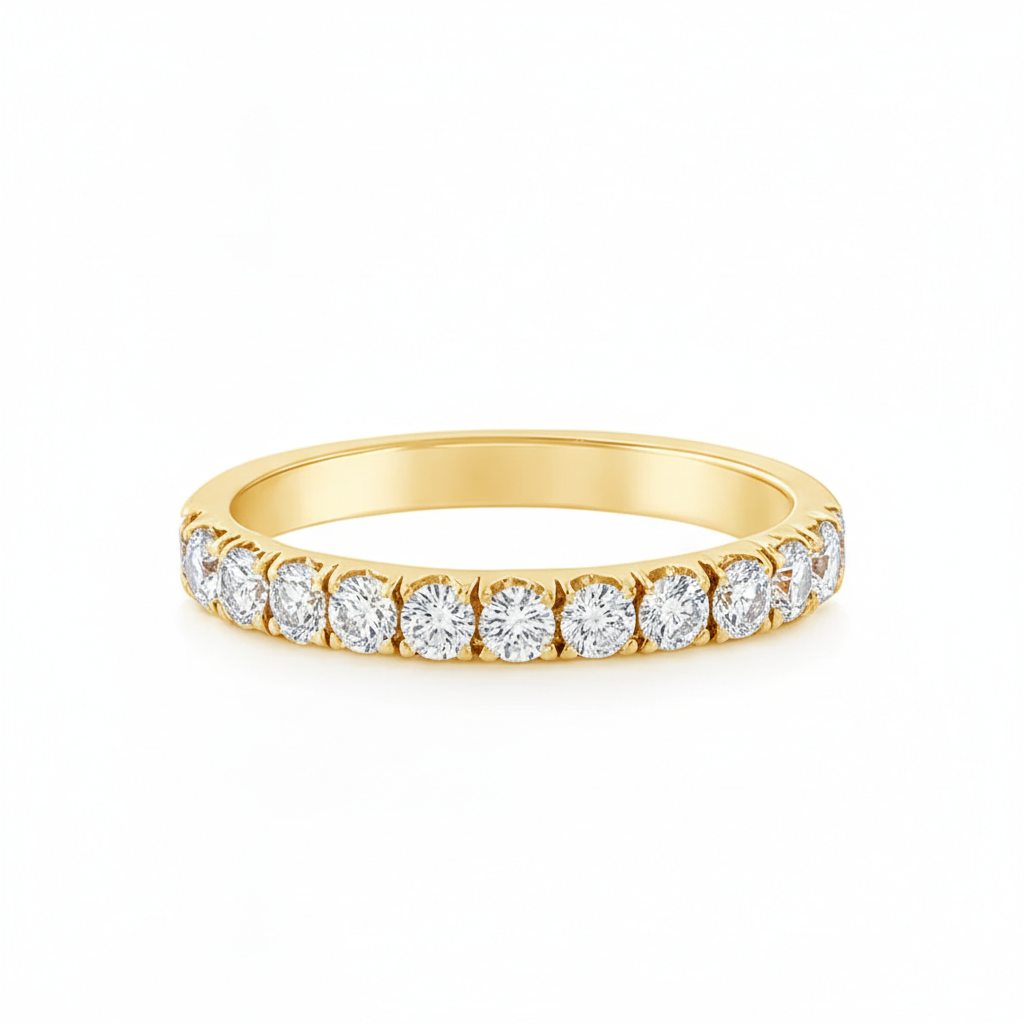 Grain Set Half Eternity Ring | 0.56ct F VS1 Diamond Ring | Platinum Claw Set | Size M½ Adjustable Chloe's Jewellers