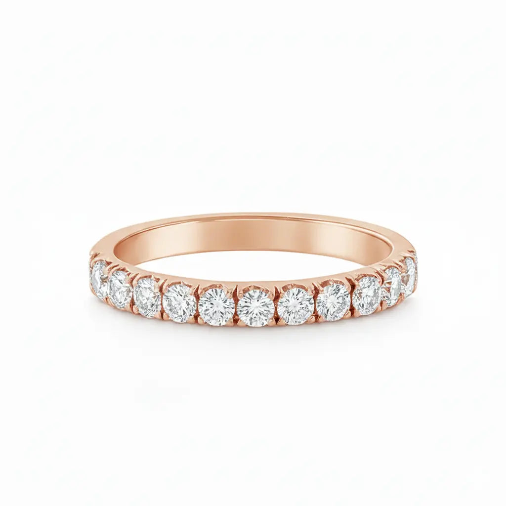 Grain Set Half Eternity Ring | 0.56ct F VS1 Diamond Ring | Platinum Claw Set | Size M½ Adjustable Chloe's Jewellers