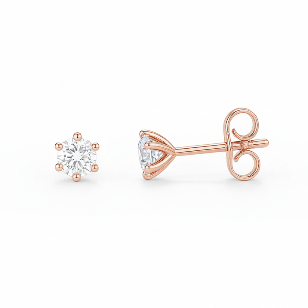 0.50ct Round Cut Natural Diamond Stud Earrings, 18ct White Gold