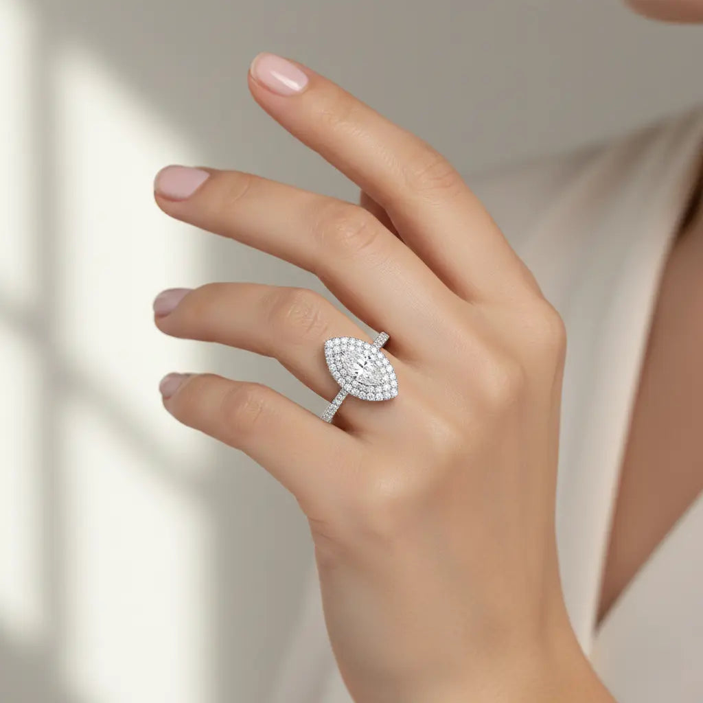 Daisy Double Halo Marquise Cut Diamond Ring Chloe's Jewellers