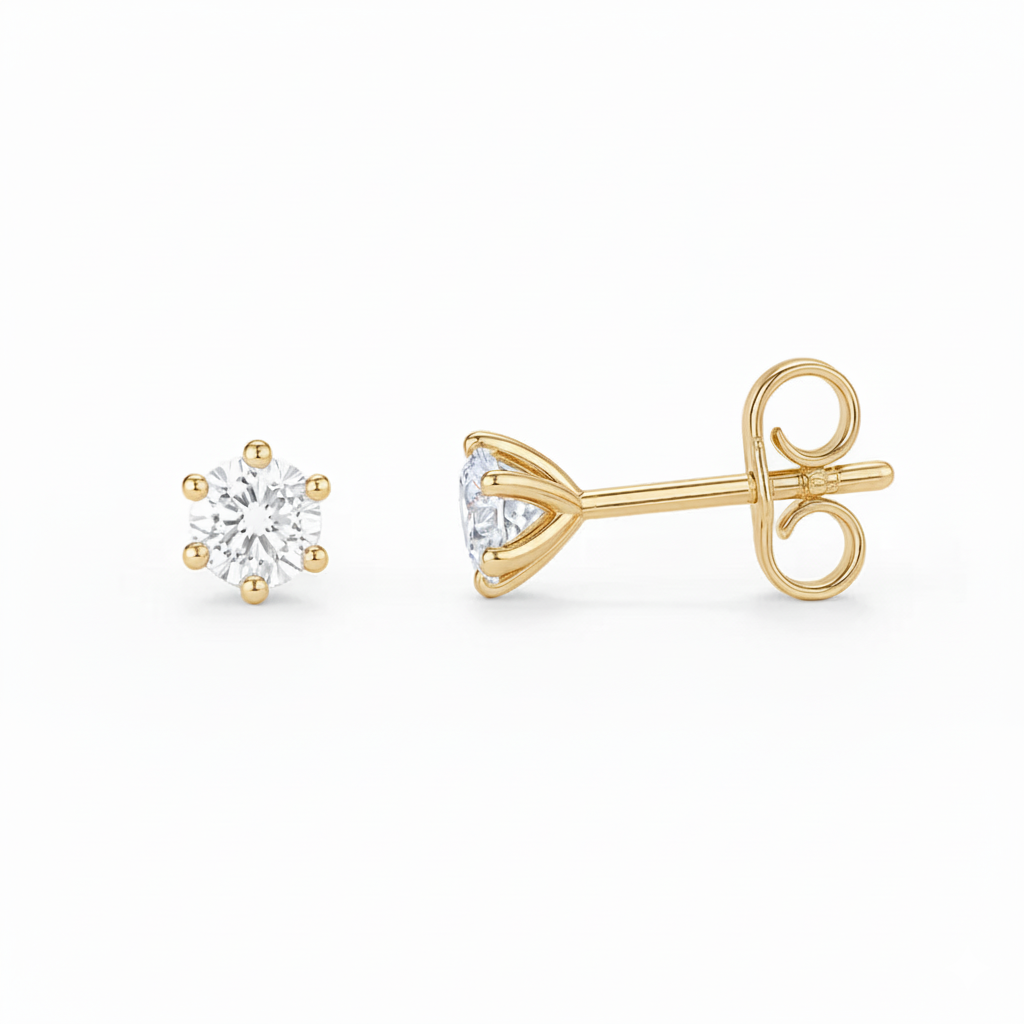 0.50ct Round Cut Natural Diamond Stud Earrings, 18ct White Gold Chloe's Jewellers