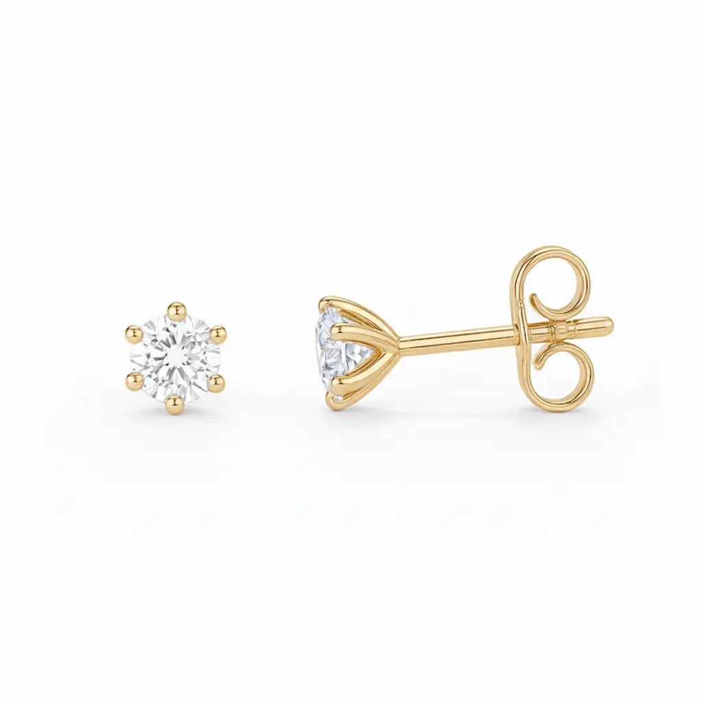0.50ct Round Cut Natural Diamond Stud Earrings, 18ct White Gold Chloe's Jewellers