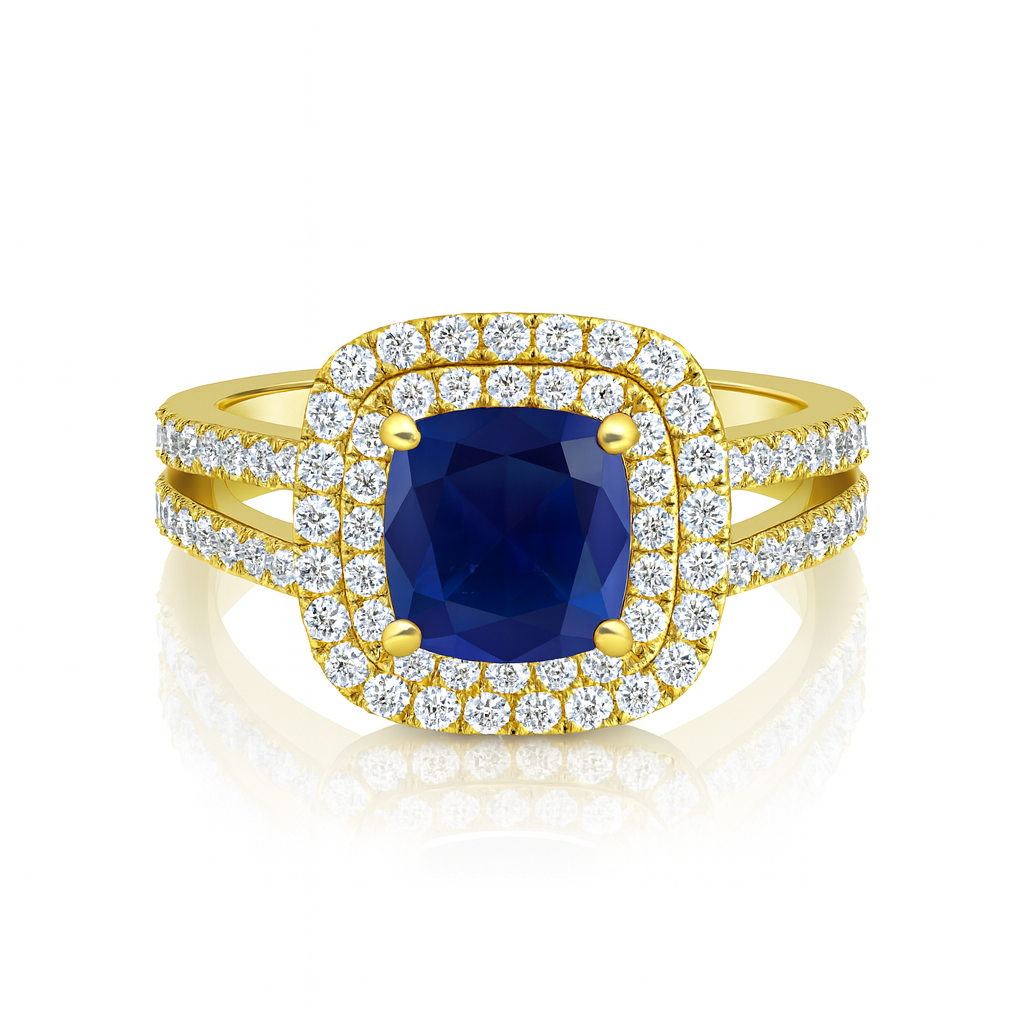 Jasmine Double Halo Sapphire Ring Chloe's Jewellers