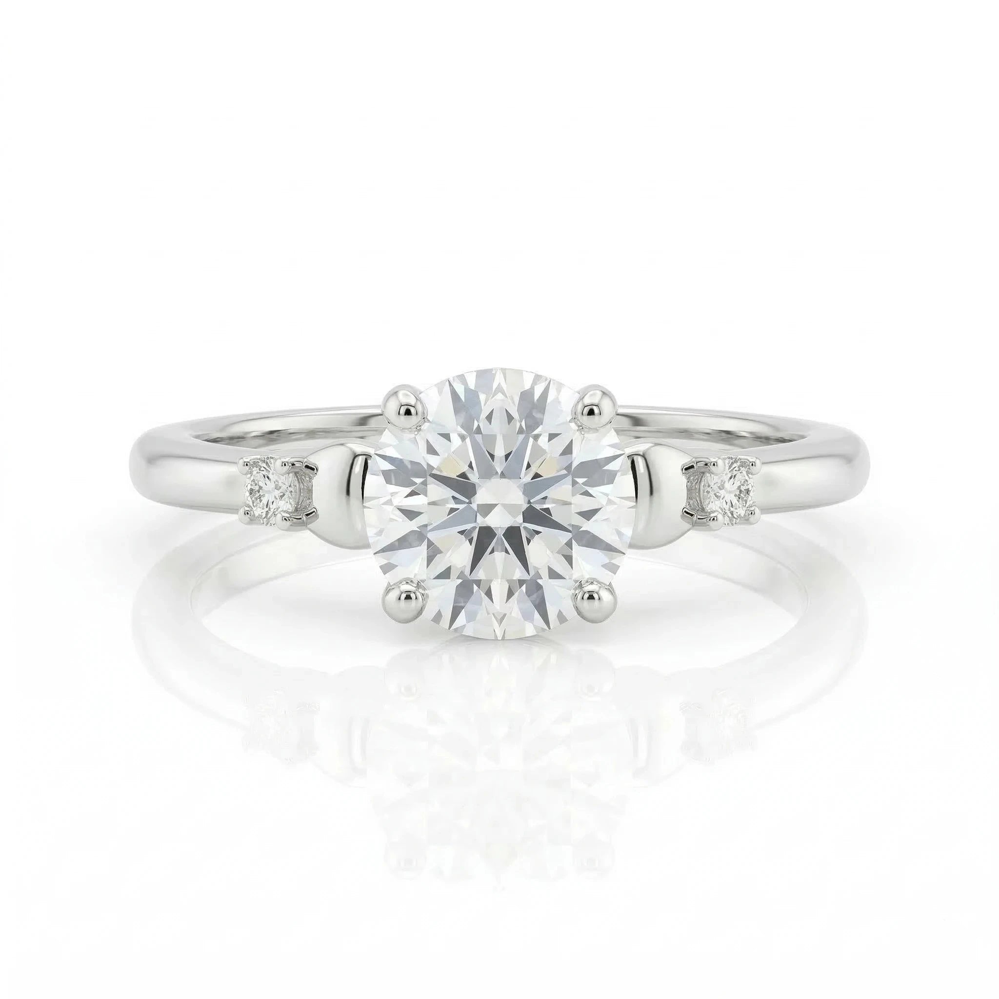 0.70ct GIA Round cut Natural Diamond Engagement Ring with 2 Side Stones Chloe's Jewellers