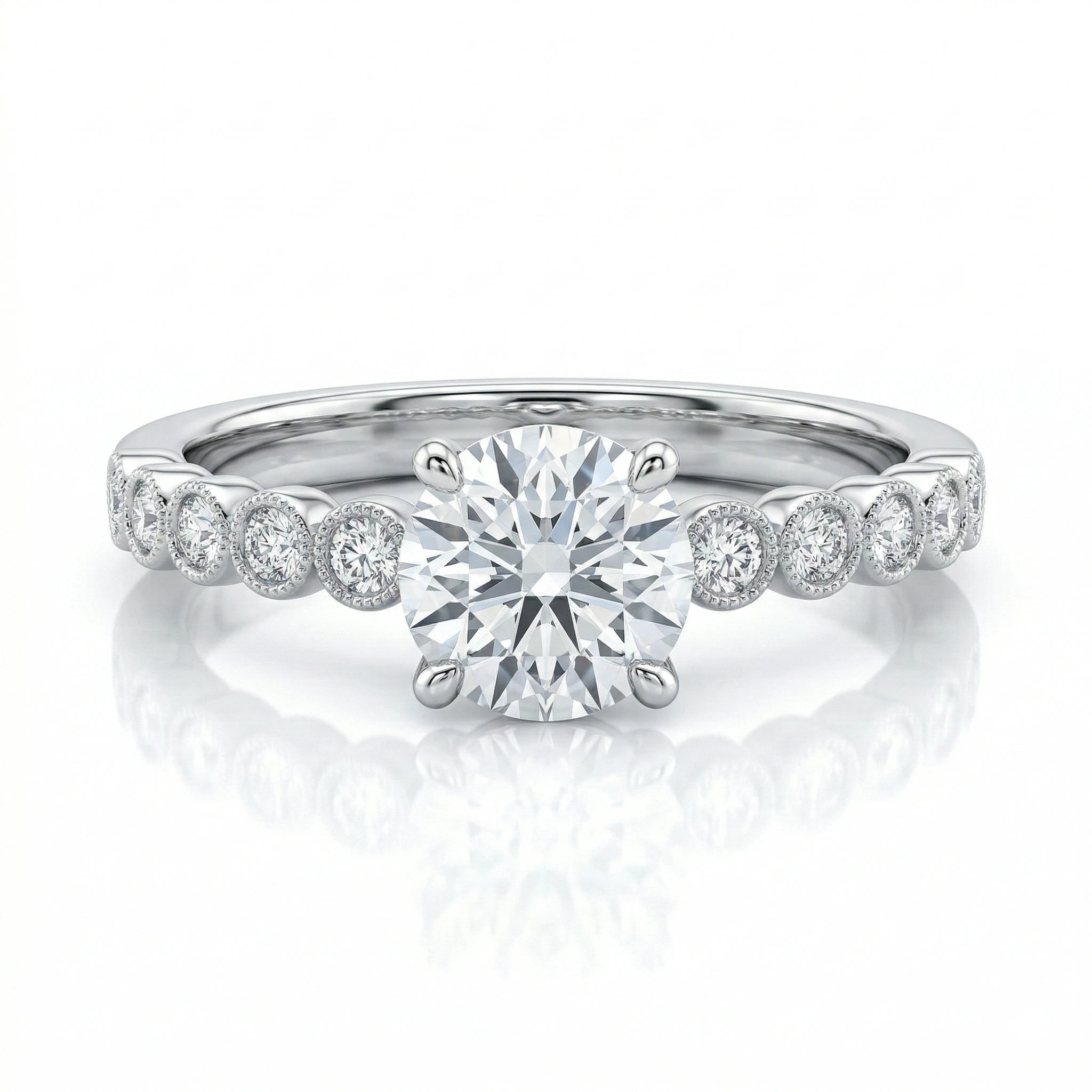 0.49ct GIA Round Cut Natural Diamond Engagement Ring, 18K Gold Chloe's Jewellers