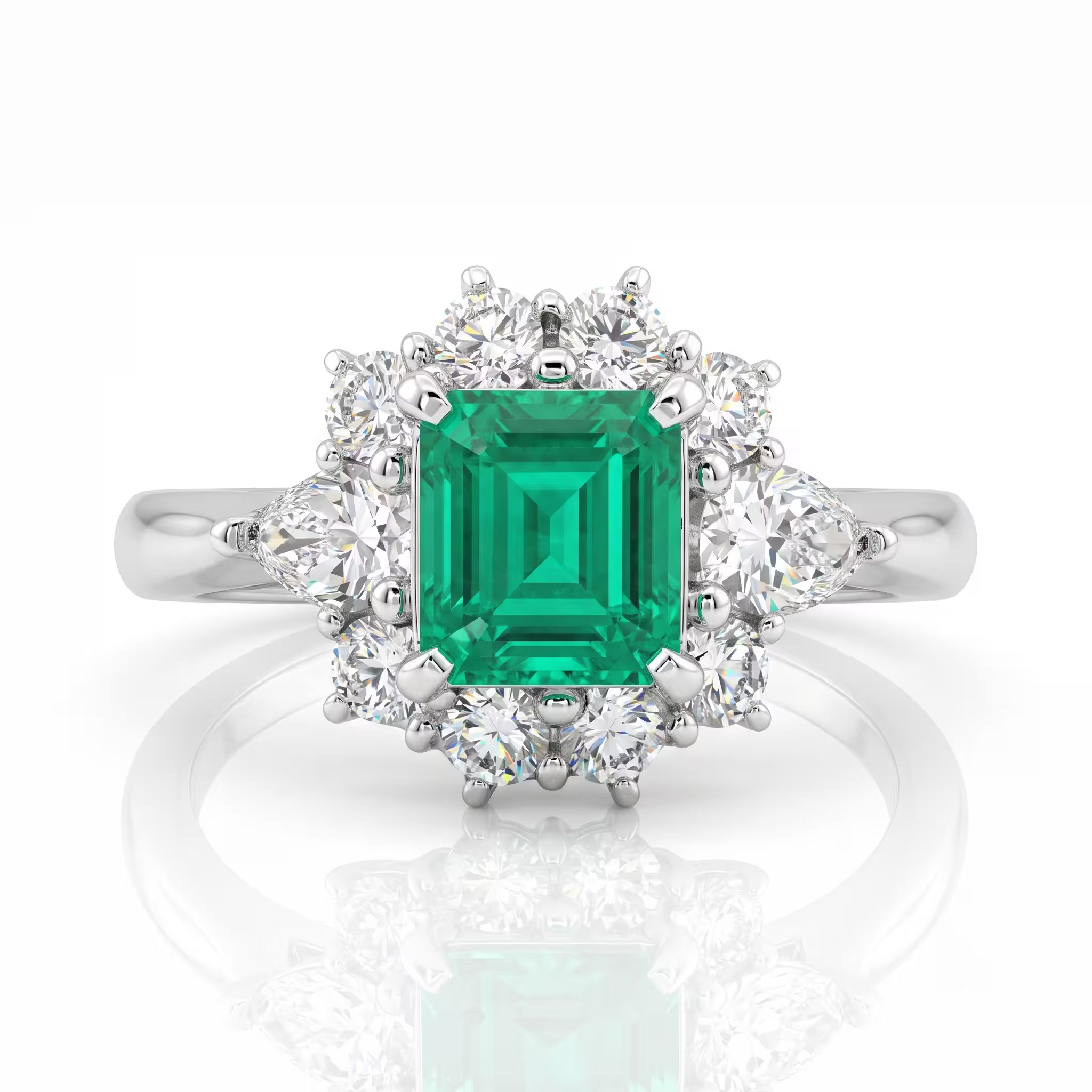0.90ct Oval Cut Colombian Emerald Engagement Ring - Platinum